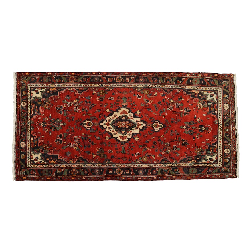 Hand-Knotted Persian Hamadan Wool Area Rug