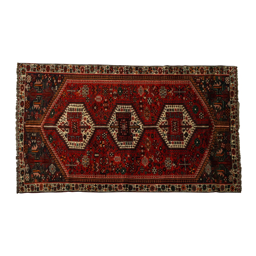 Hand-Knotted Persian Khamseh Area Rug