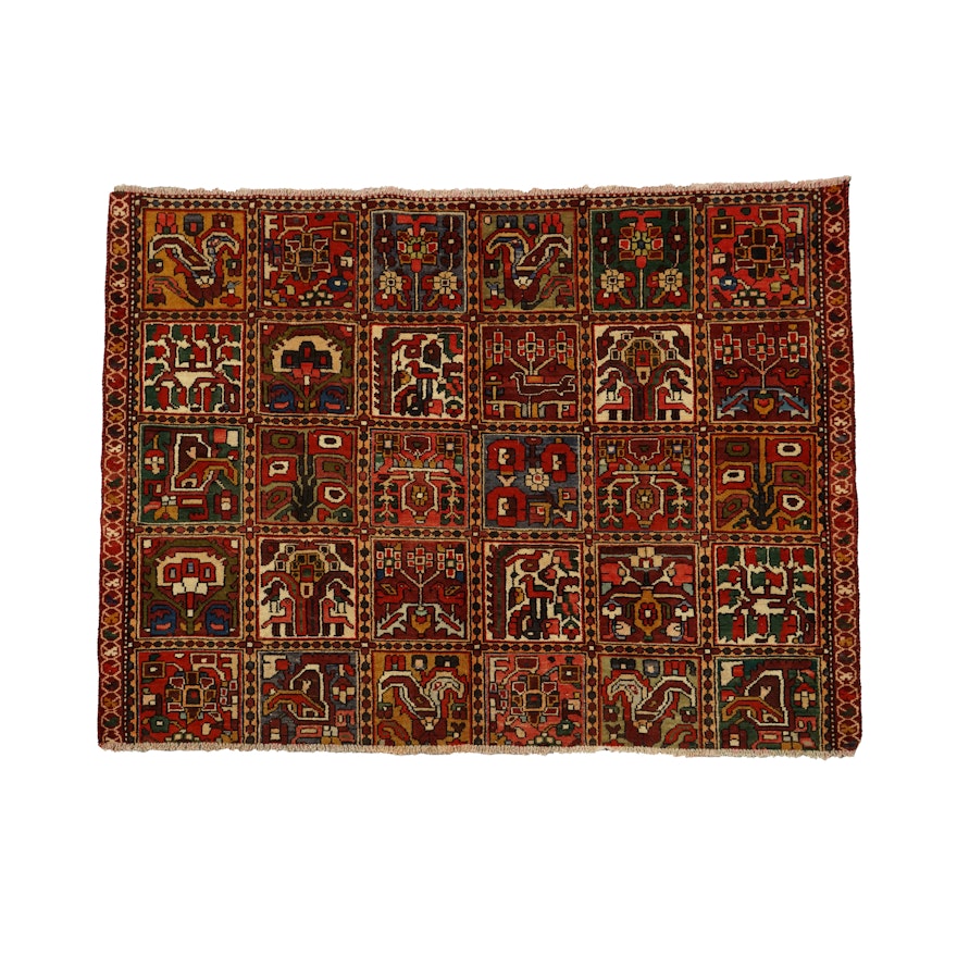 Hand-Knotted Qashqai Garden Panel Area Rug
