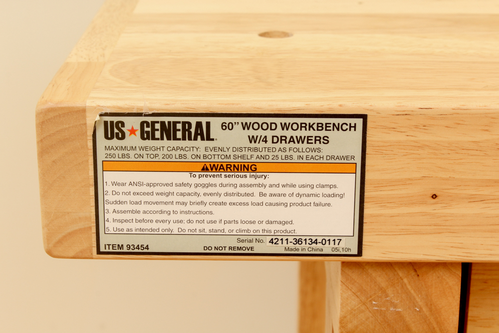 Hardwood Workbench by US General