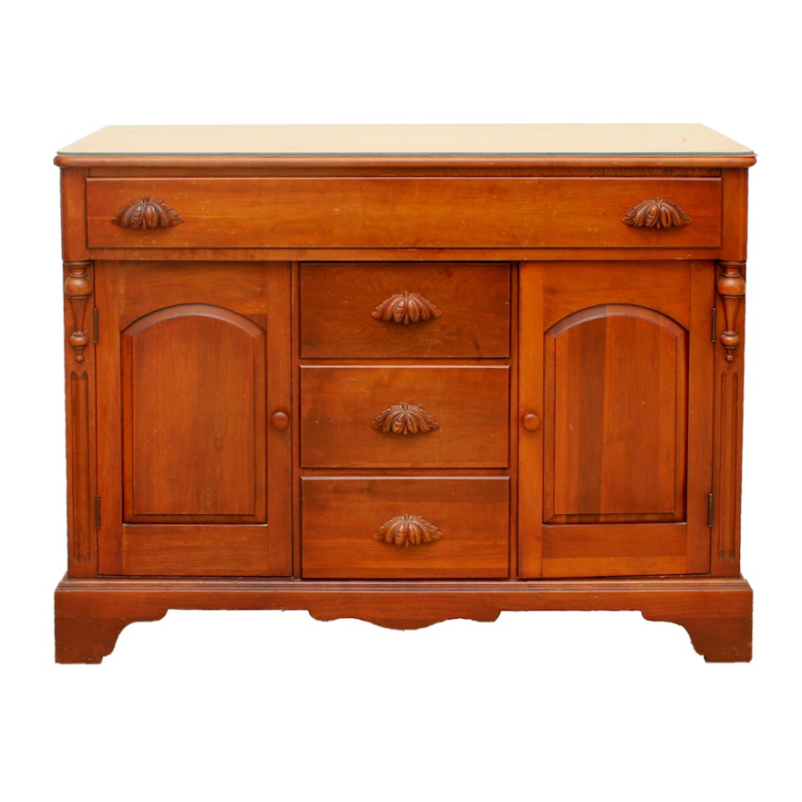 Victorian-Style Cherry Sideboard with Carved Nut and Leaf Pulls