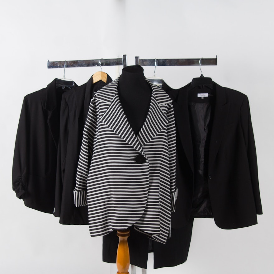 Grouping of Women's Dress Jackets Including Calvin Klein, City Chic, and More