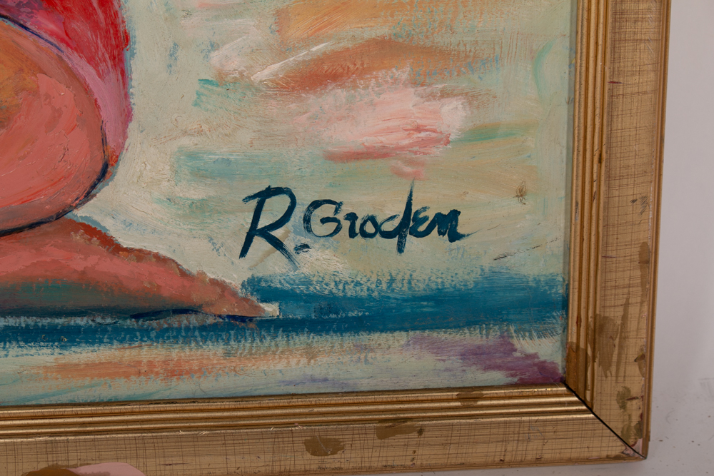 Randy Groden "Pink Umbrella" Original Oil on Board