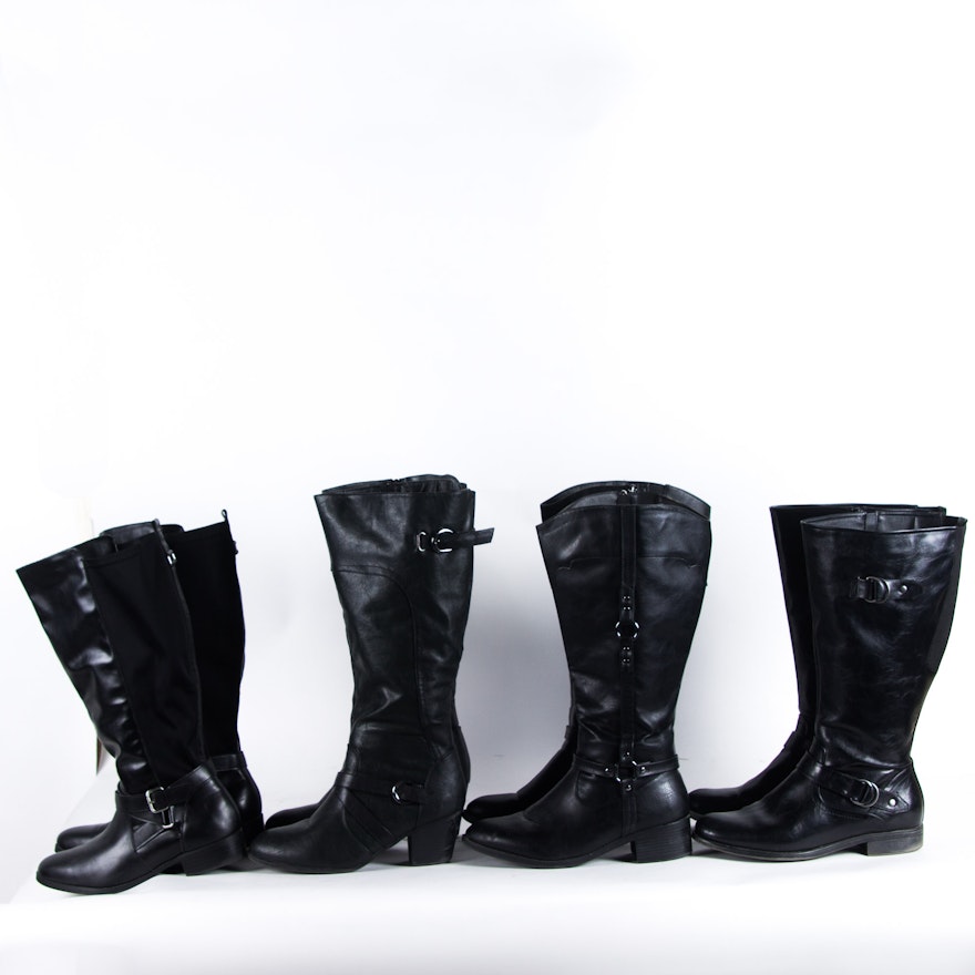 Four Pairs of Women's Faux Leather Boots