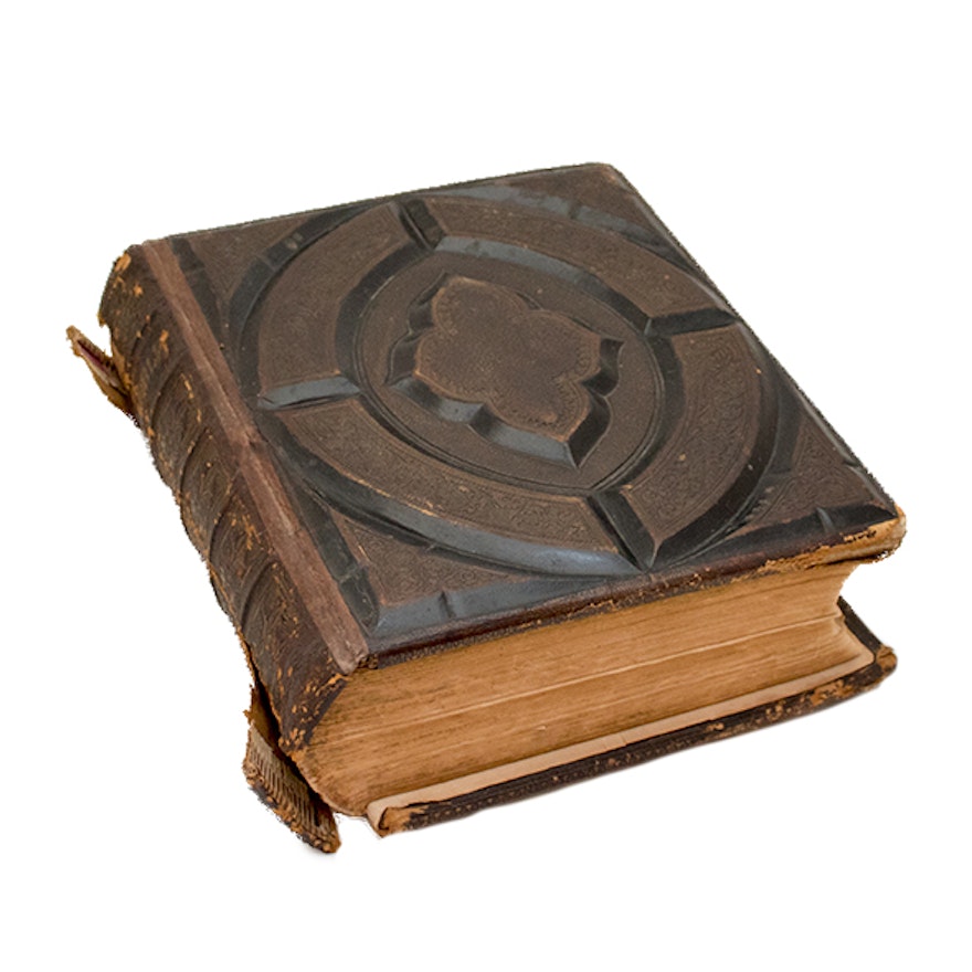 Antique Gilded Leather Holy Bible, Published 1870