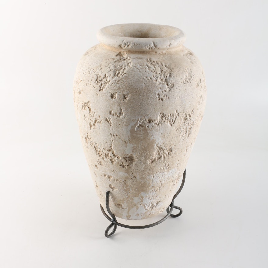 Ceramic Vase with Metal Stand