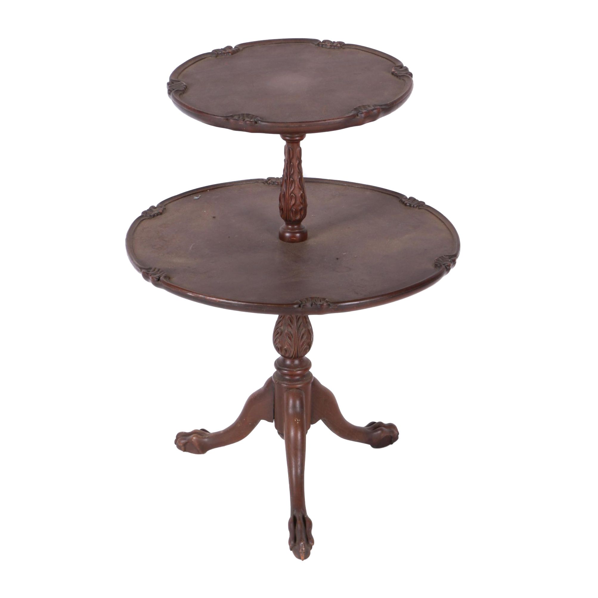 Vintage Queen Anne Style Mahogany Dumbwaiter Table