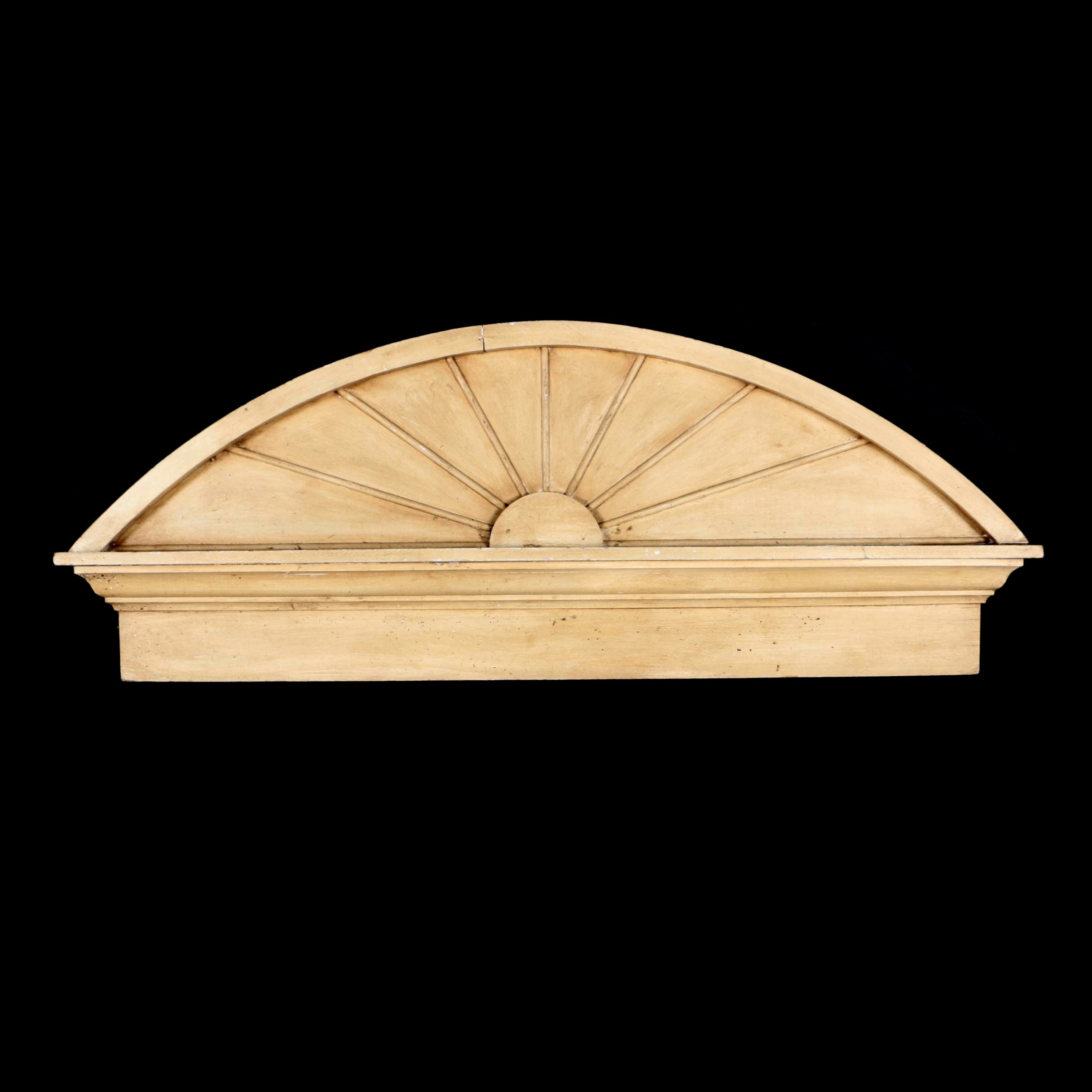 Wood Demilune Sunburst Window Pediment