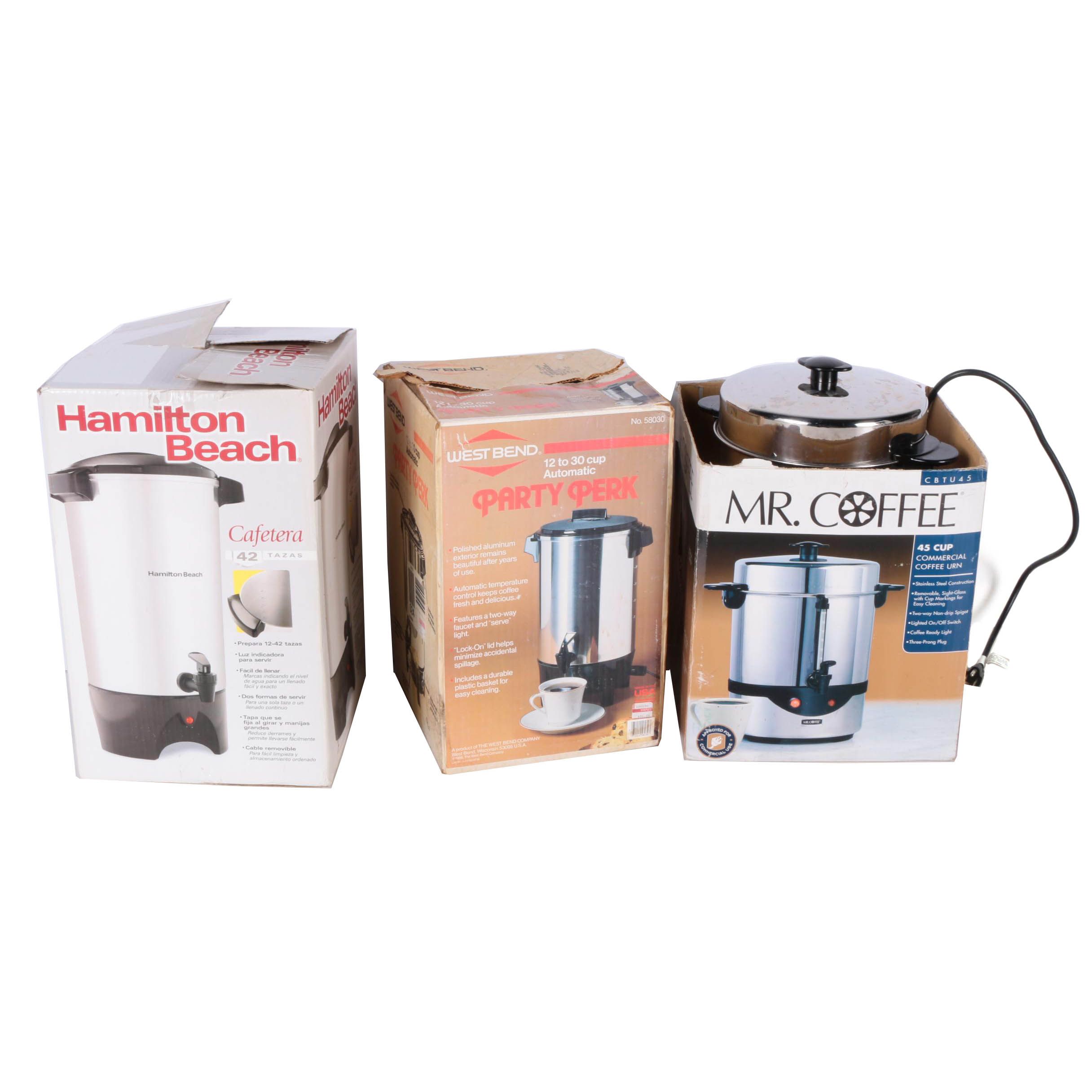 Hamilton Beach, Mr. Coffee, and West Bend Coffee Urns