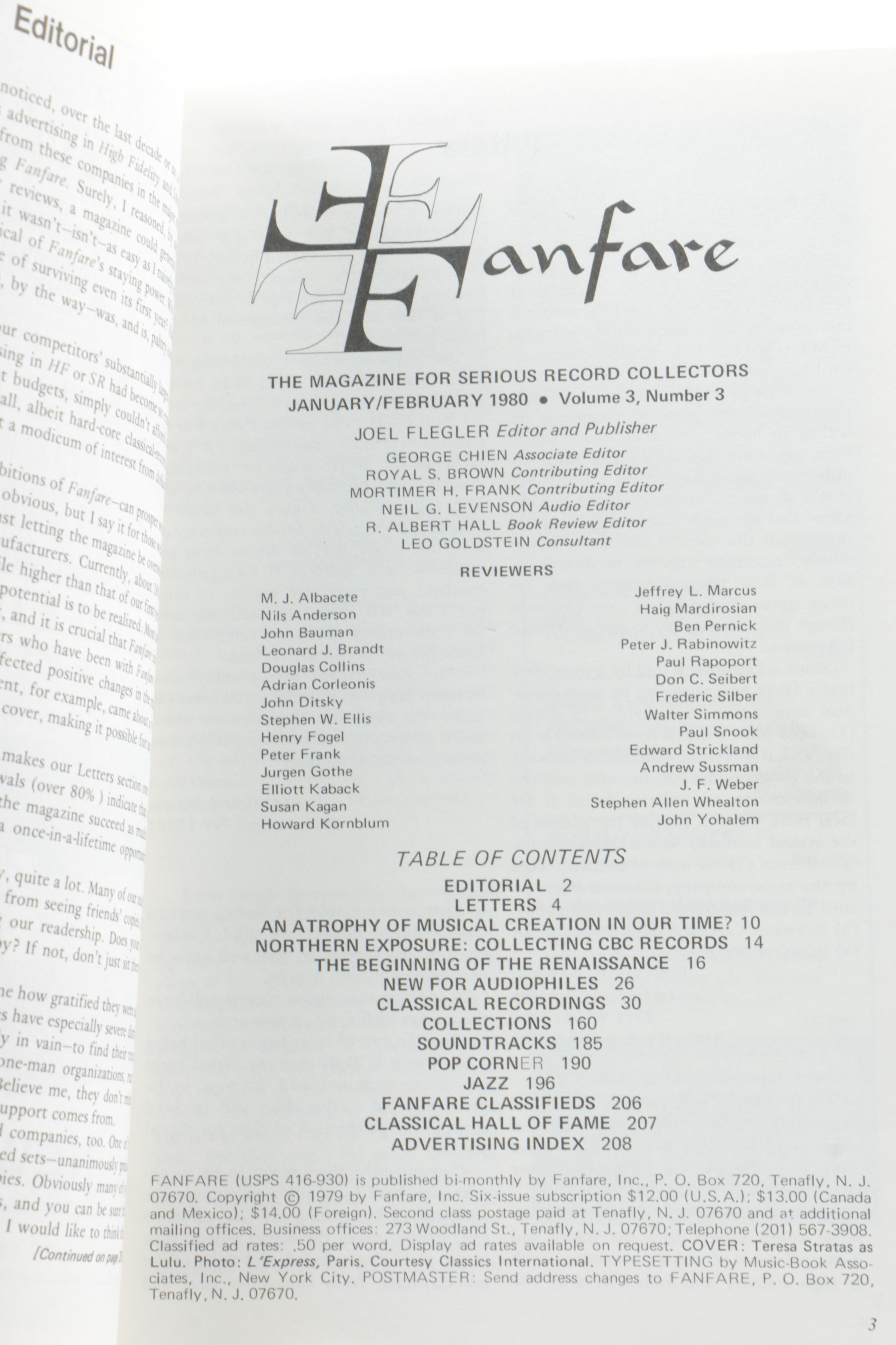 Vintage Issues of "Fanfare" Record Collectors' Magazine