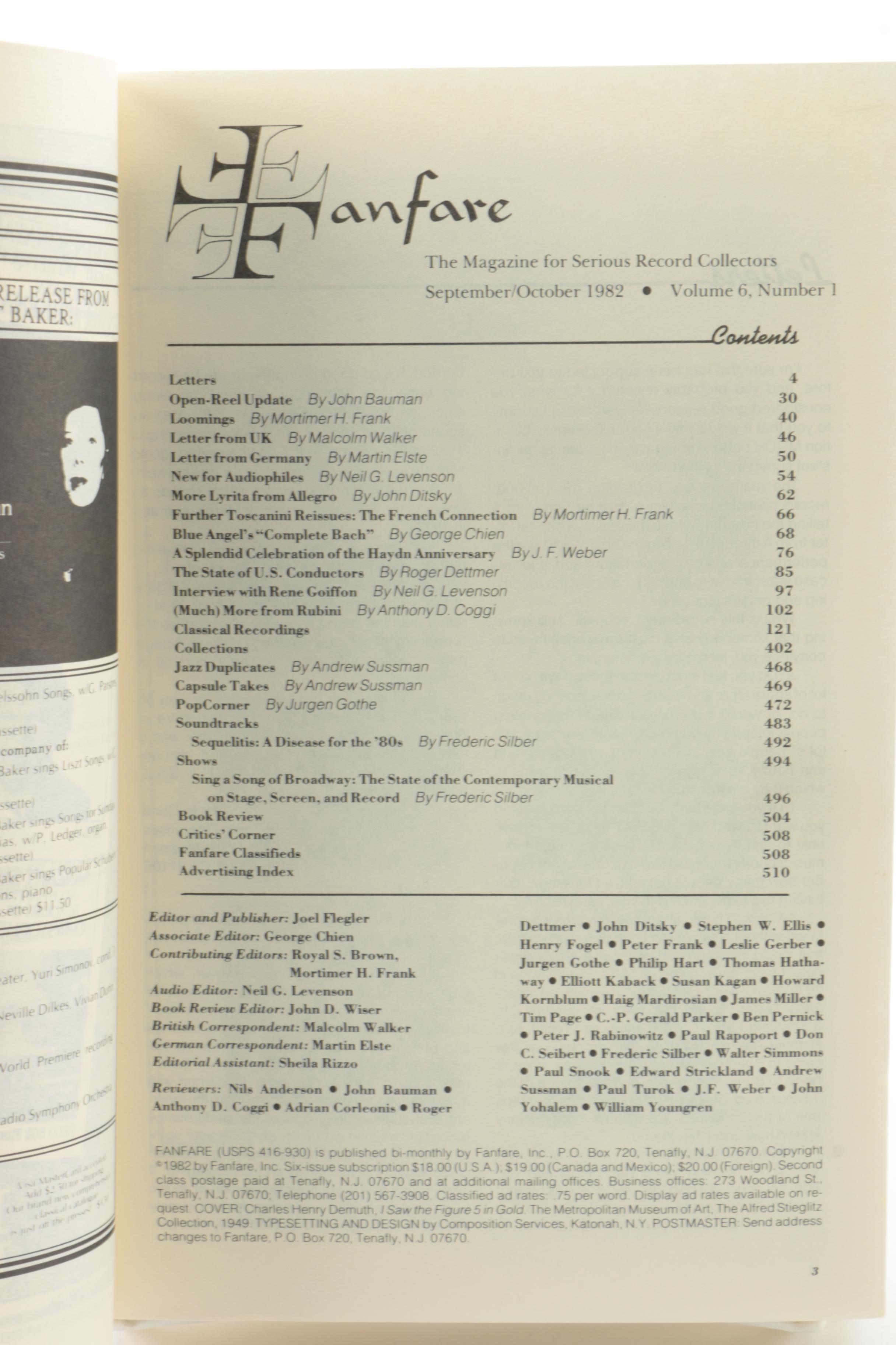 Vintage Issues of "Fanfare" Record Collectors' Magazine