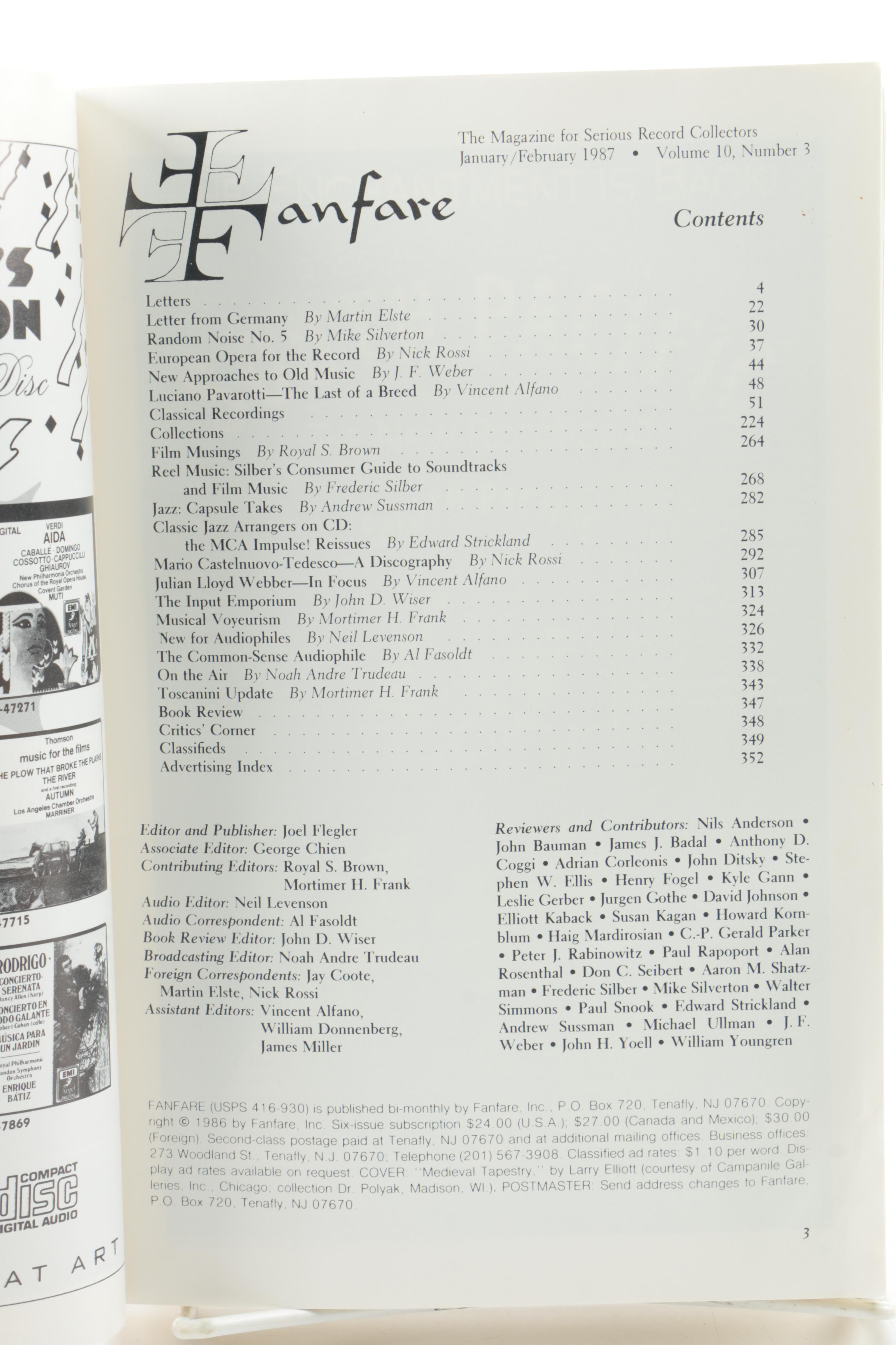 Vintage Issues of "Fanfare" Record Collectors' Magazine