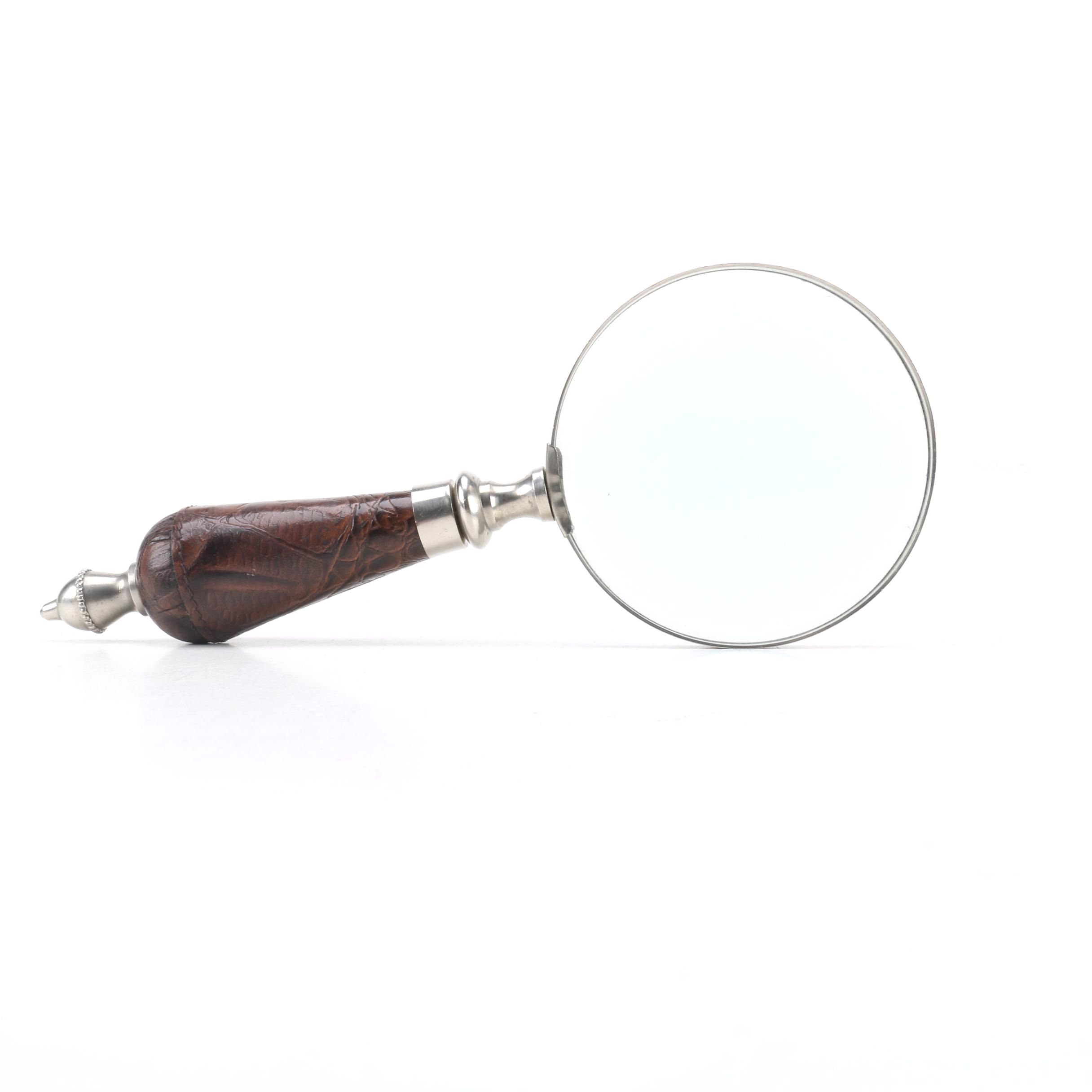 Magnifying Glass with Tooled Leather Handle