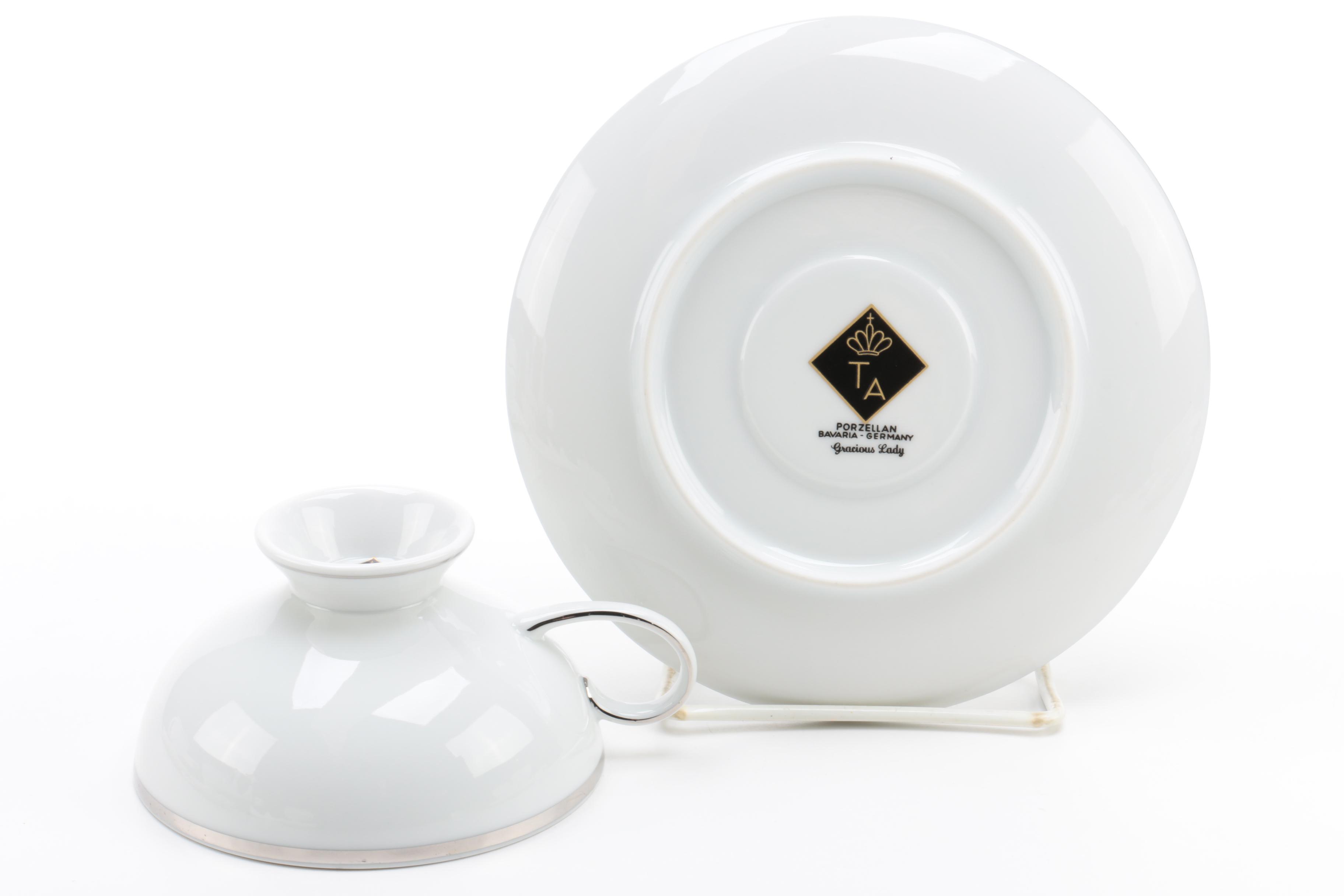 Gerold Porzellan 'Gracious Lady' Porcelain Teacups and Saucers