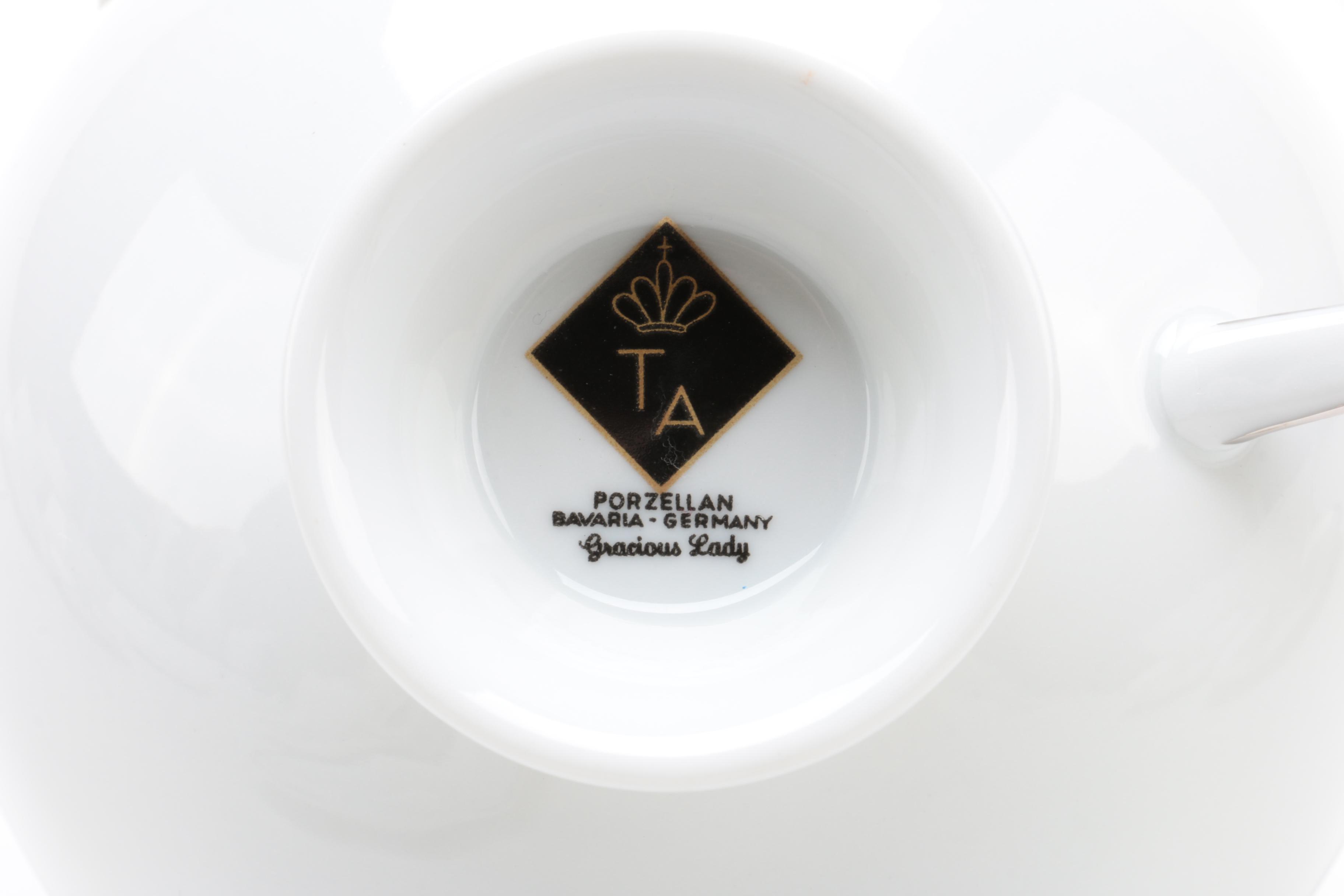 Gerold Porzellan 'Gracious Lady' Porcelain Teacups and Saucers