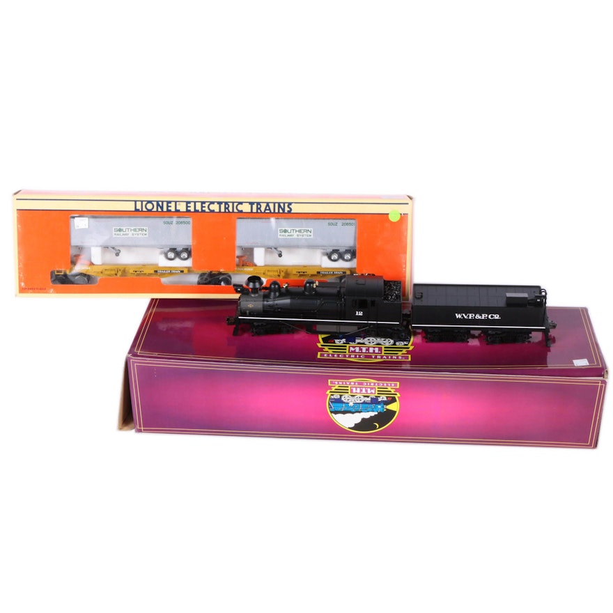 M.T.H. Electric O Scale 2 Rail Steam Engine and Lionel Southern T.T.U.X. Cars