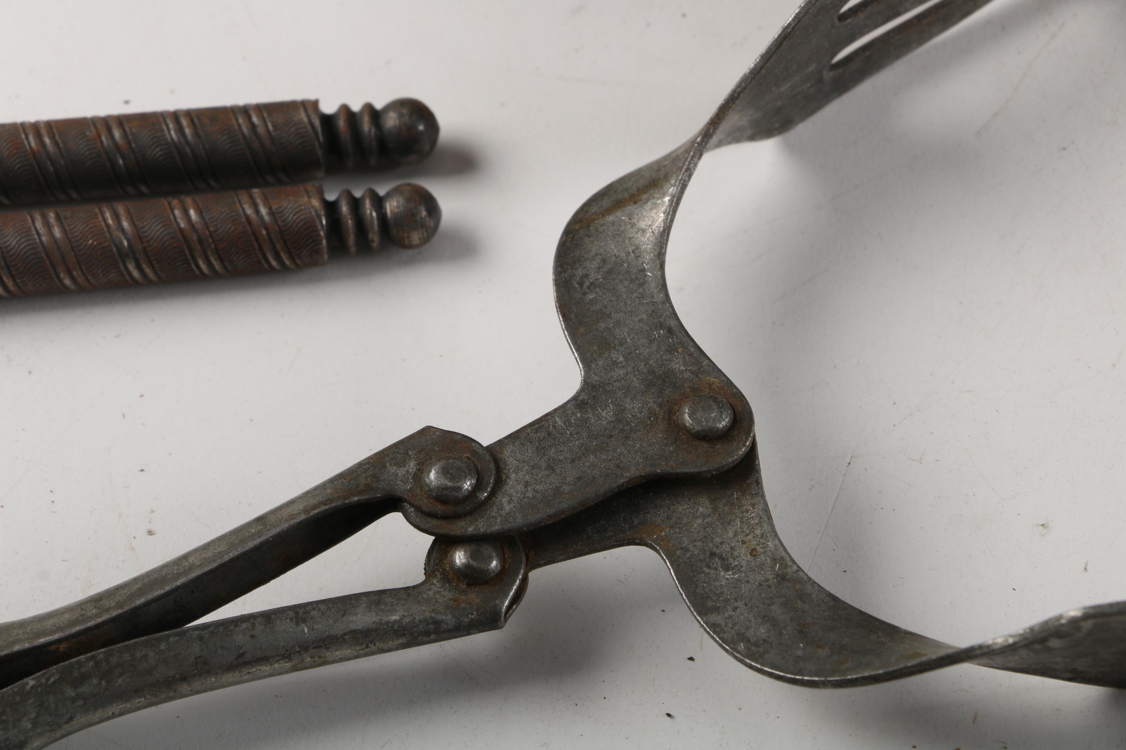 Vintage Wood Food Crate and Utensil Organizers with Various Cooking Tools