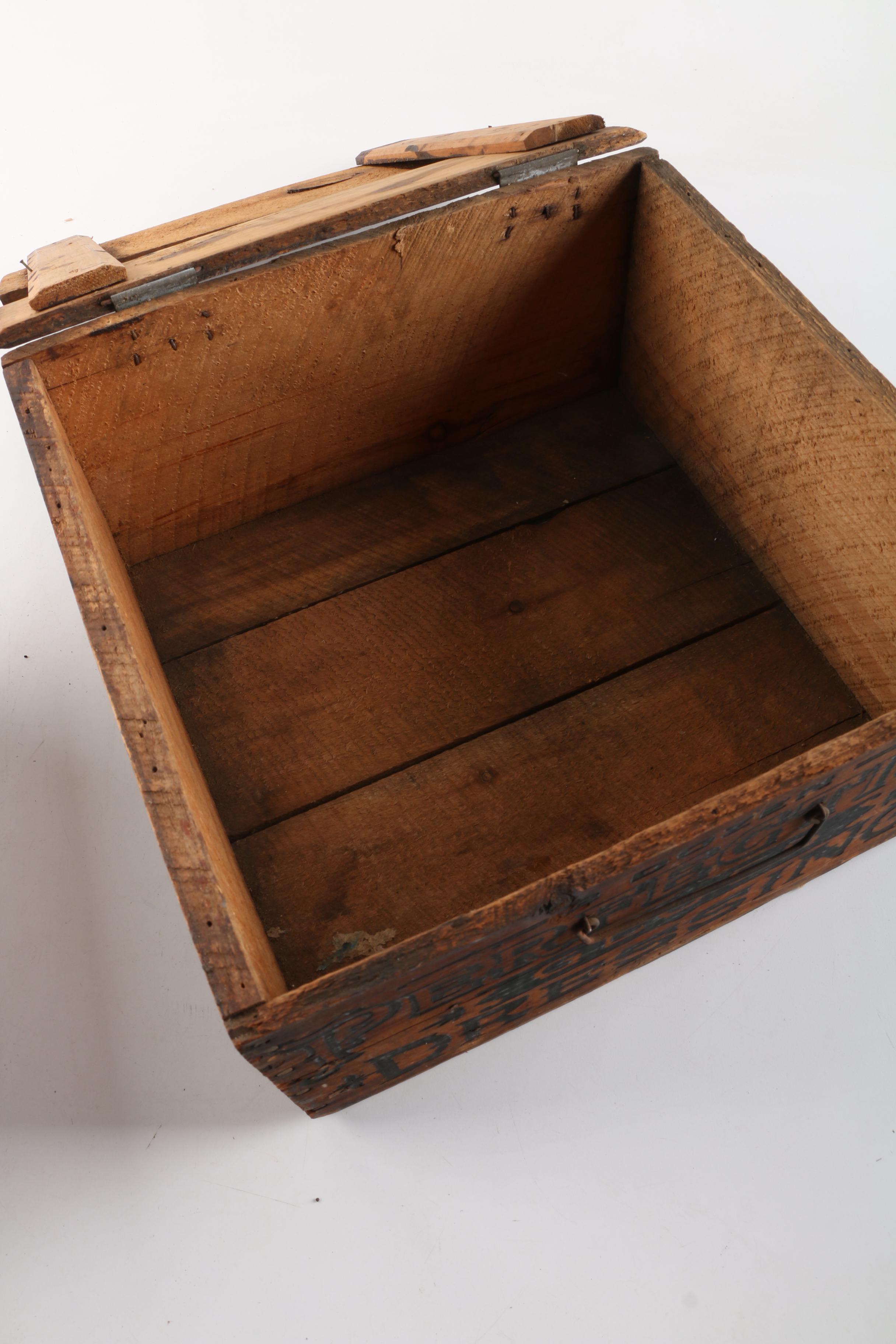 Vintage Wood Food Crate and Utensil Organizers with Various Cooking Tools