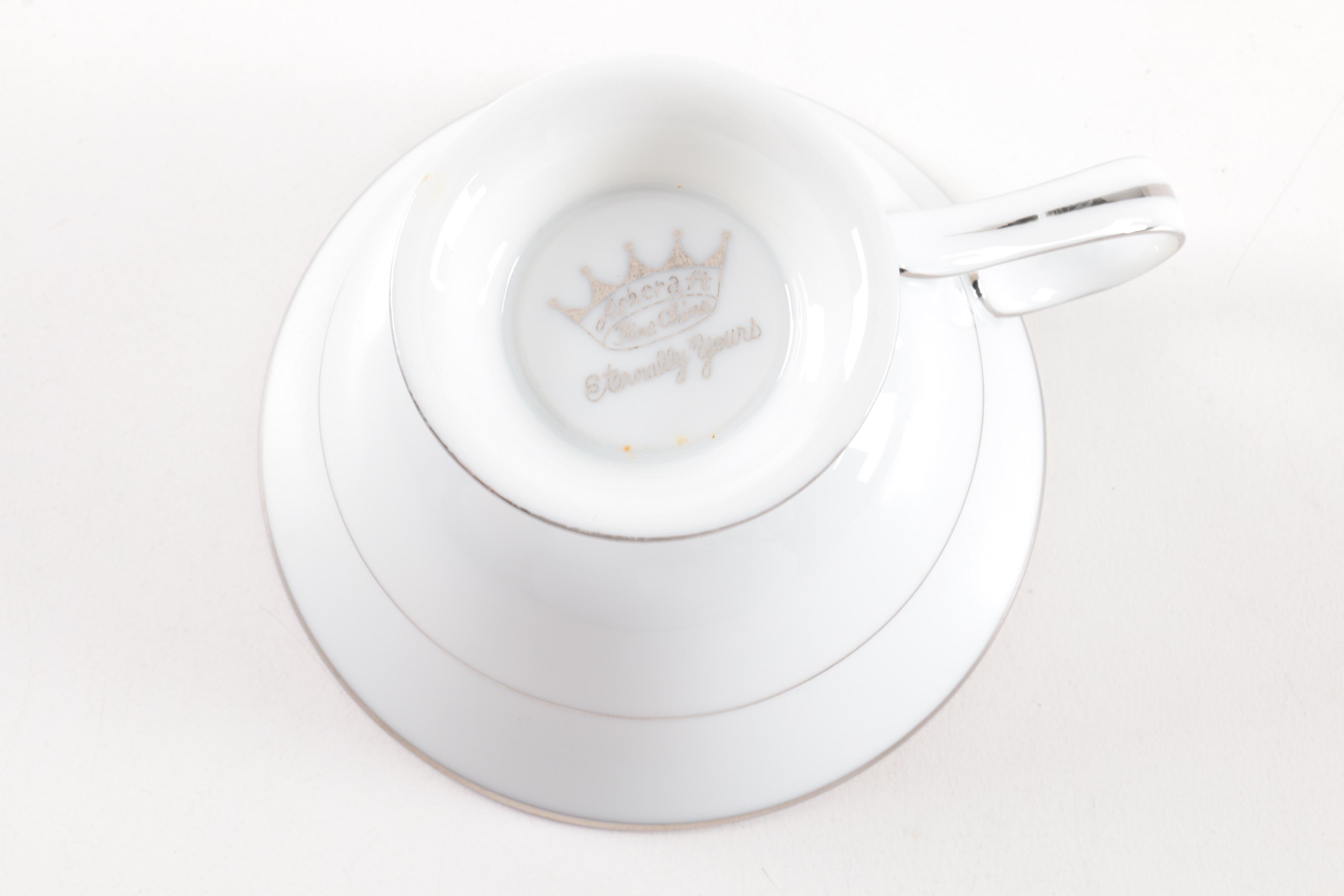 Ashcraft 'Eternally Yours' Porcelain Teacups and Saucers