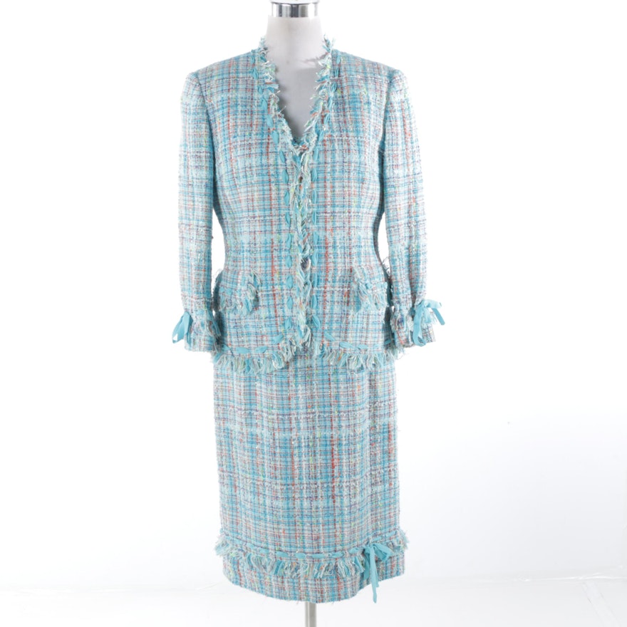 Women's Carlisle Tweed Dress Suit with Fringe Trim