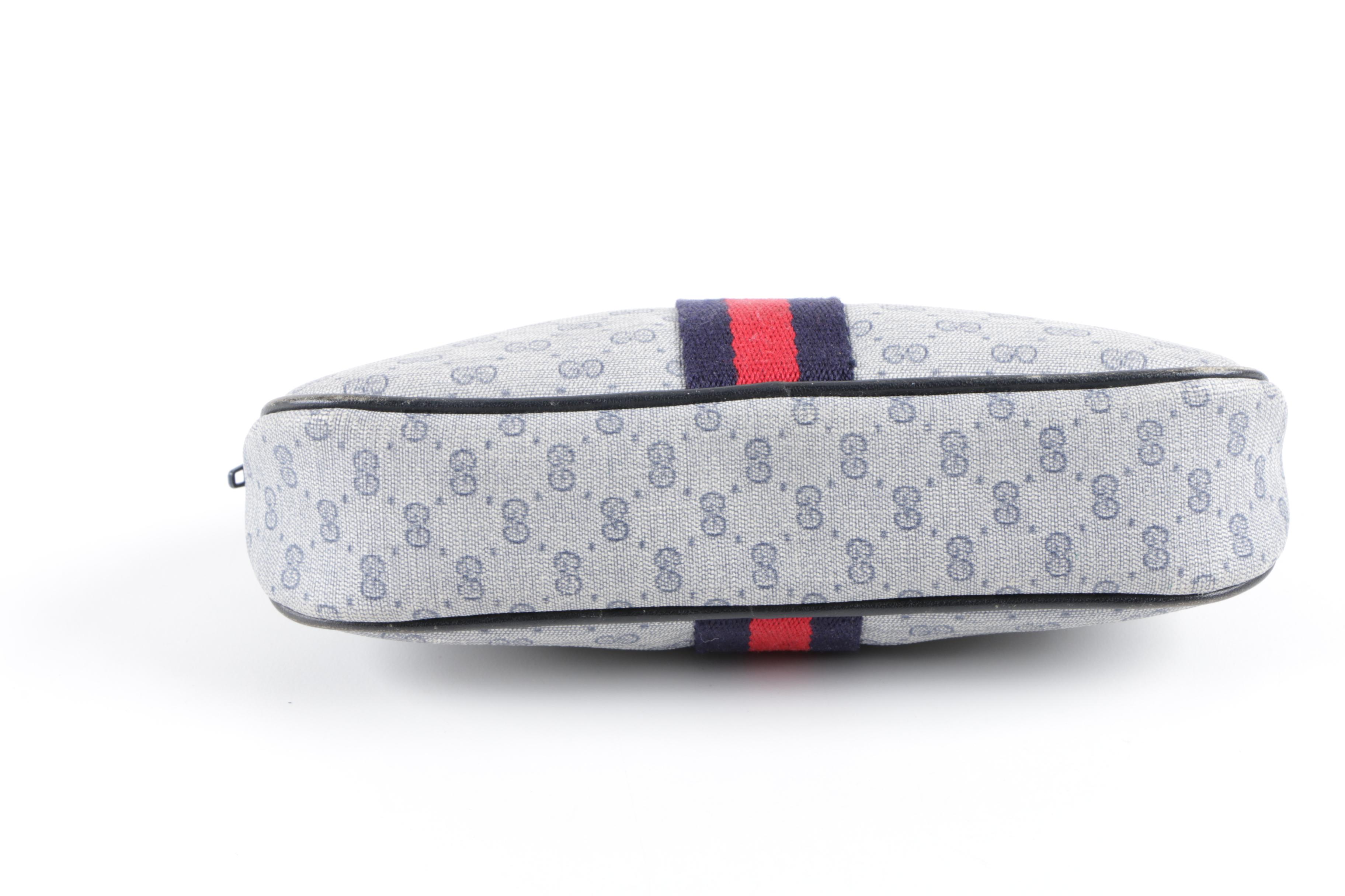 Vintage Gucci Navy GG Supreme Canvas and Leather Pouch