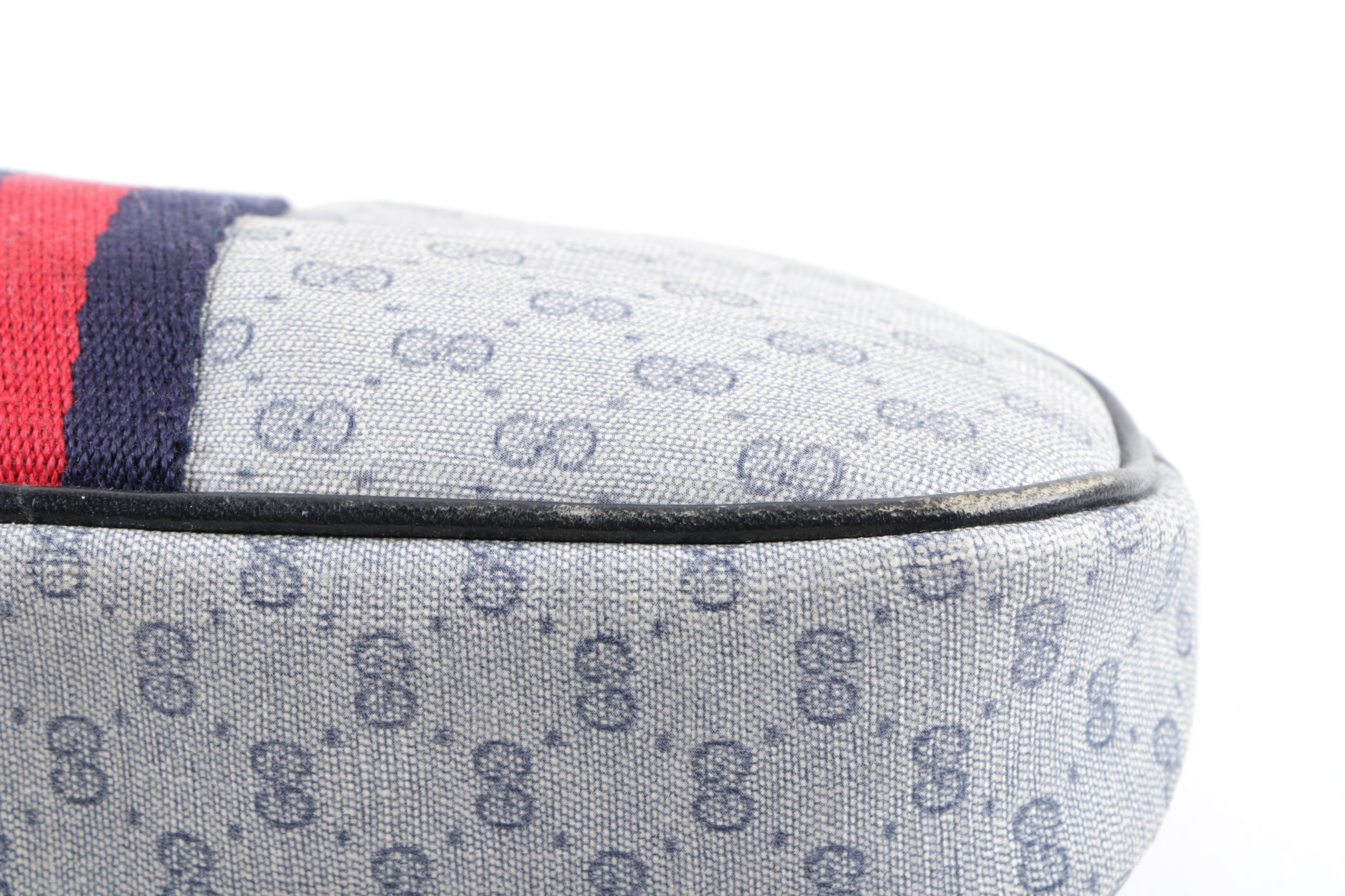 Vintage Gucci Navy GG Supreme Canvas and Leather Pouch