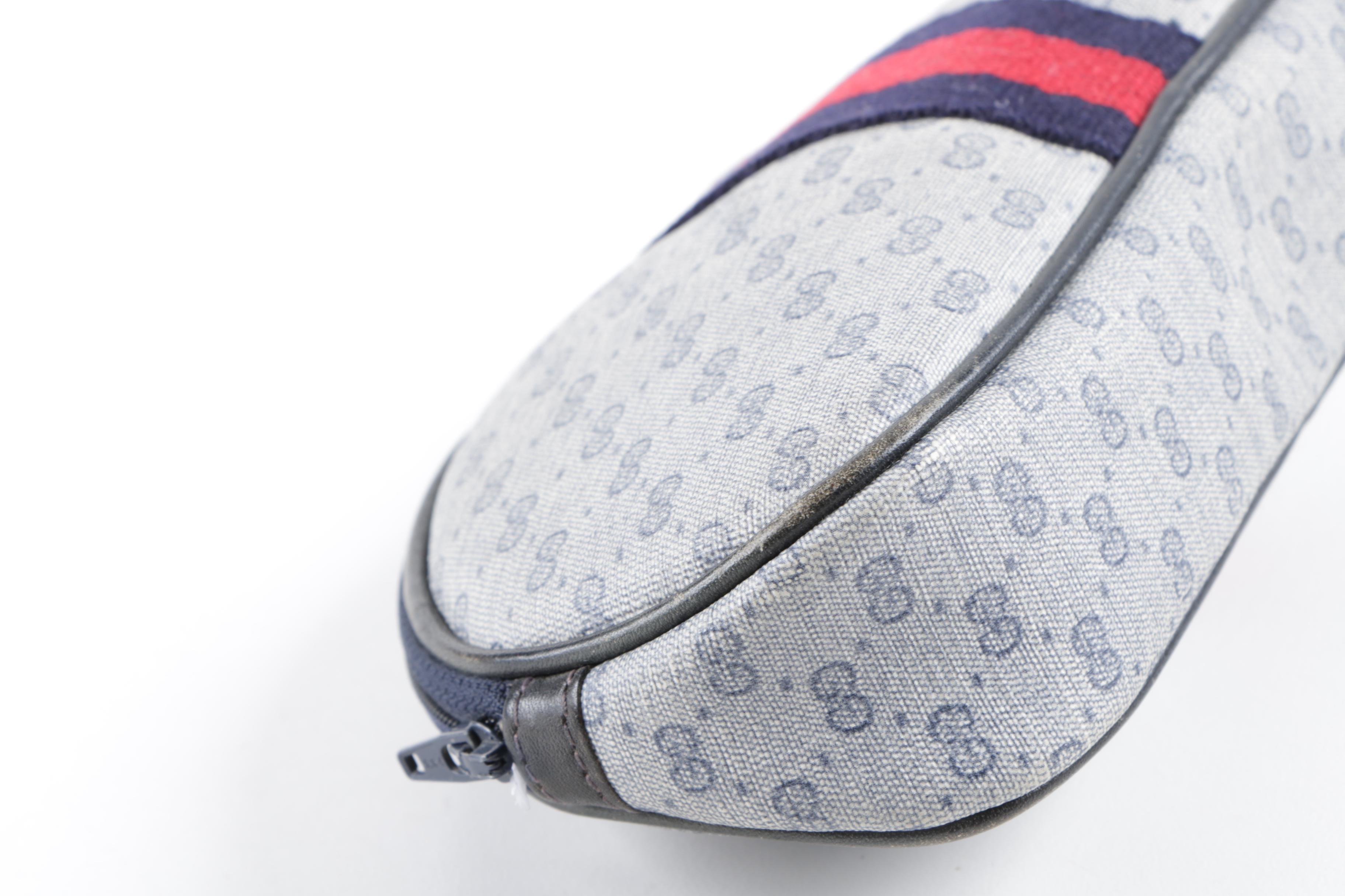 Vintage Gucci Navy GG Supreme Canvas and Leather Pouch
