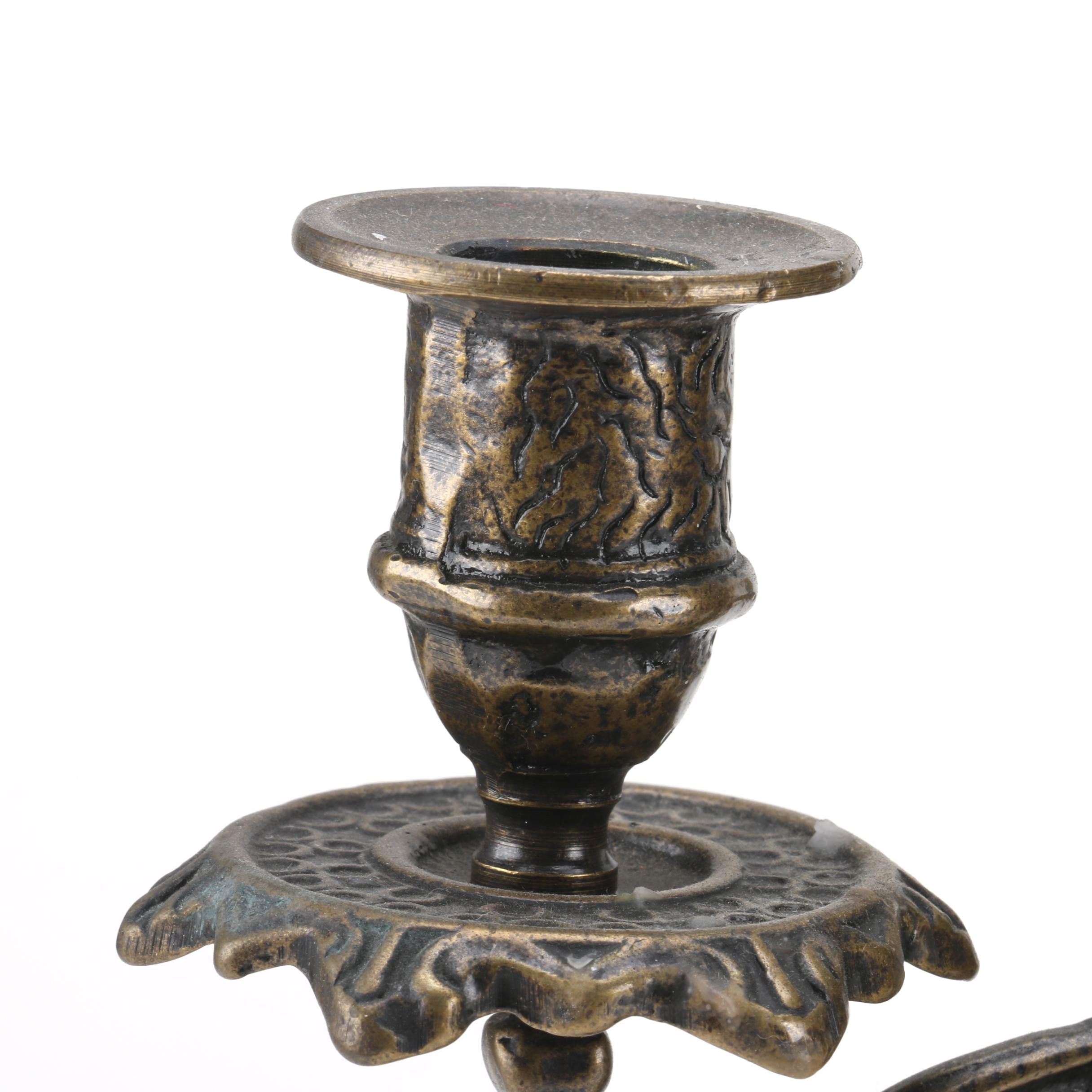 Gothic-Style Bronze Patina Candelabra