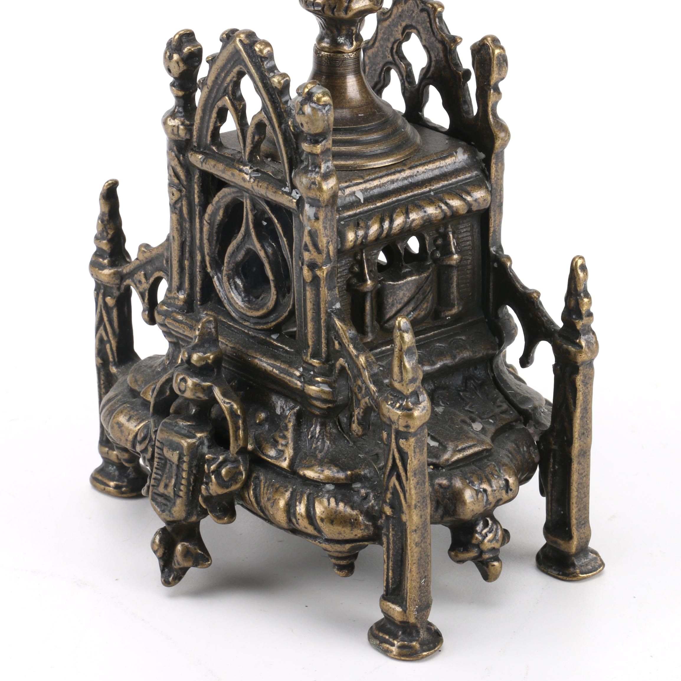 Gothic-Style Bronze Patina Candelabra