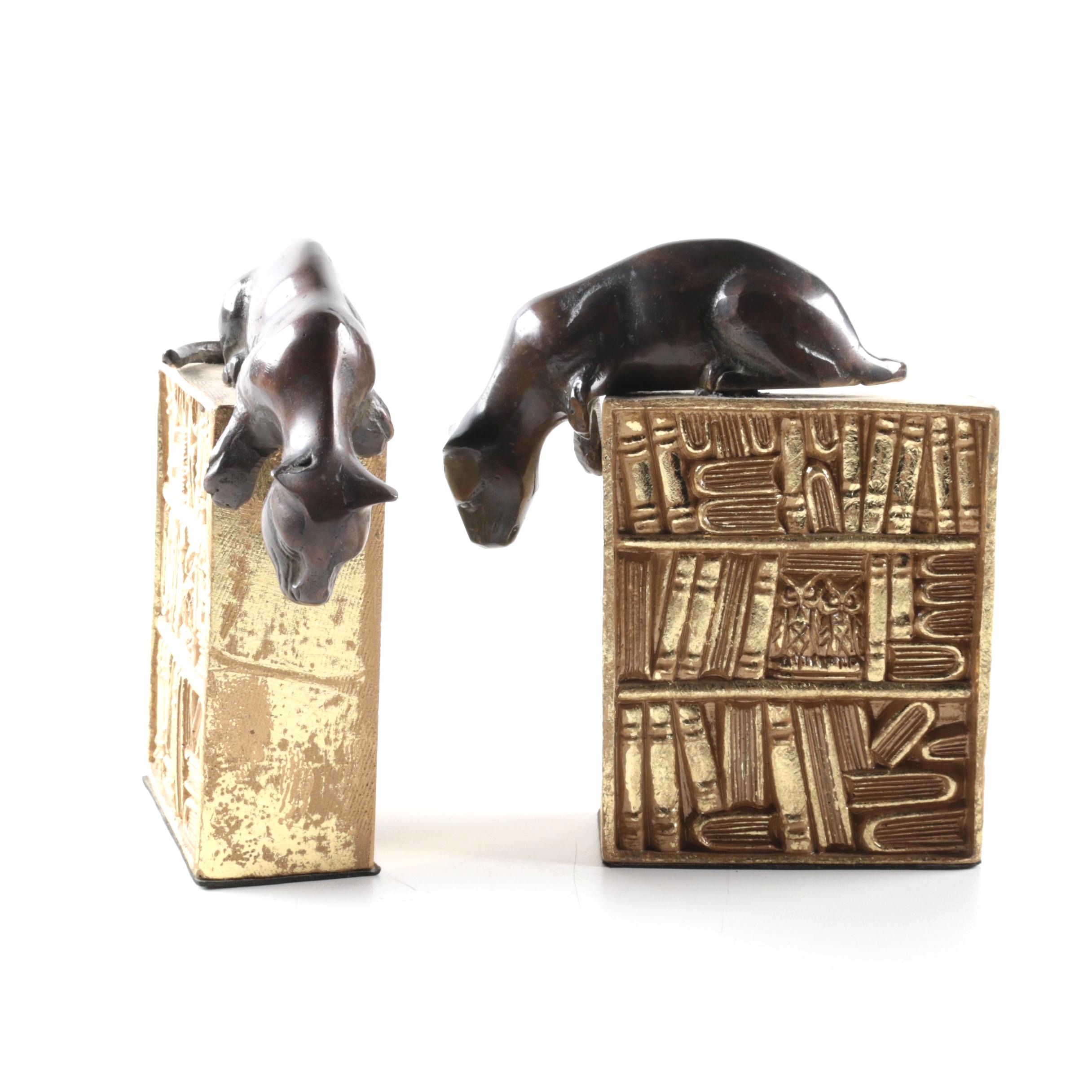 Vintage Feline Library Bookends
