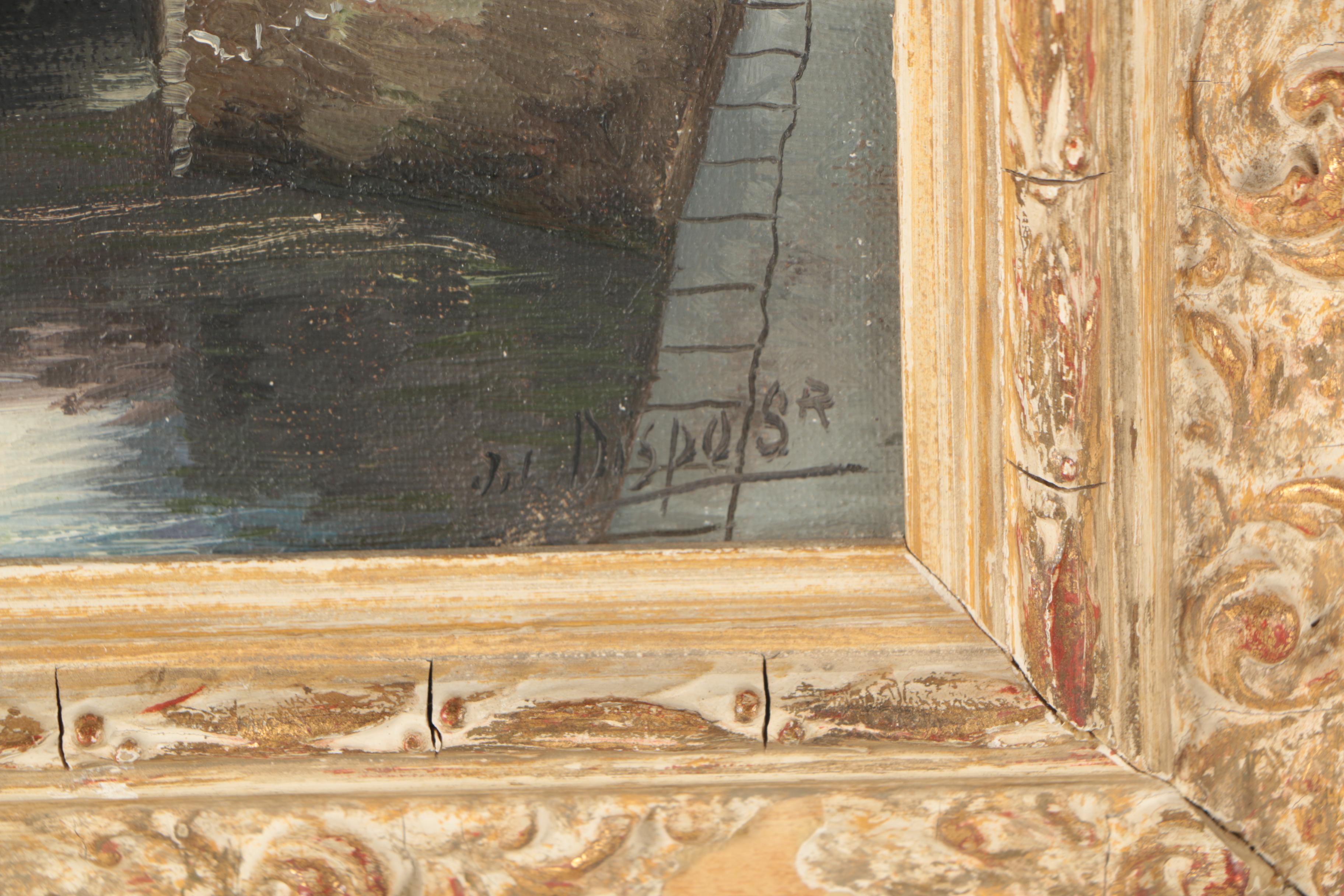 Jacobus Lambertus Dispo, Sr. Mid Century Oil Paintings of Amsterdam Canal Scenes