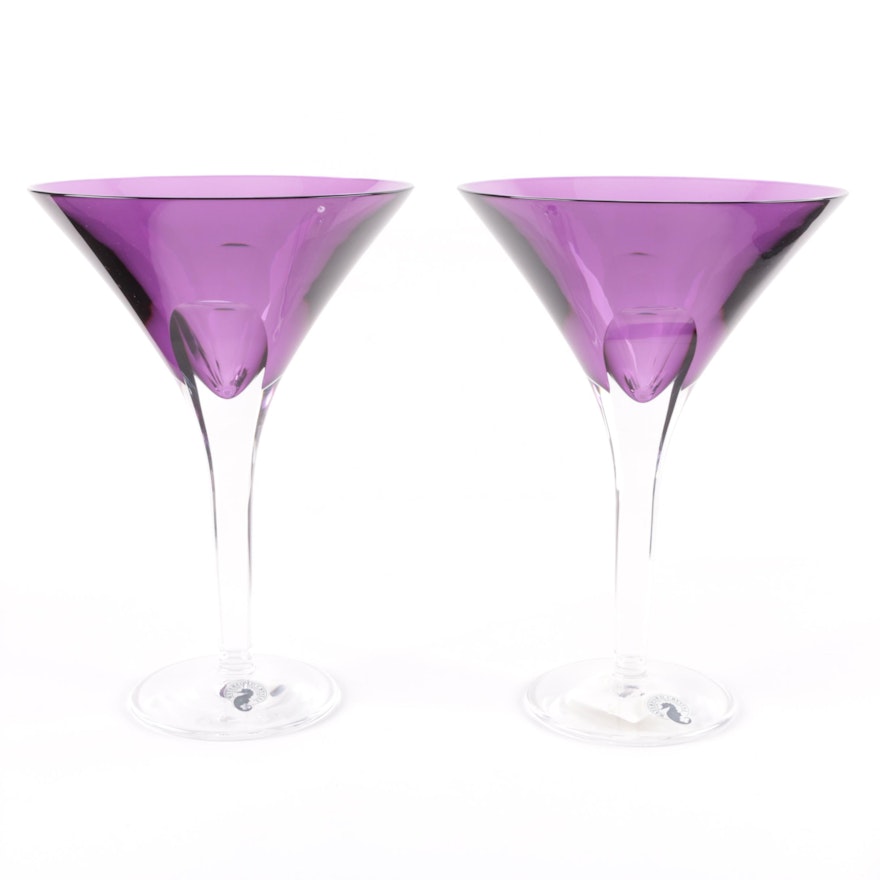Pair of Waterford Crystal "Eclipse Amethyst" Martini Glasses