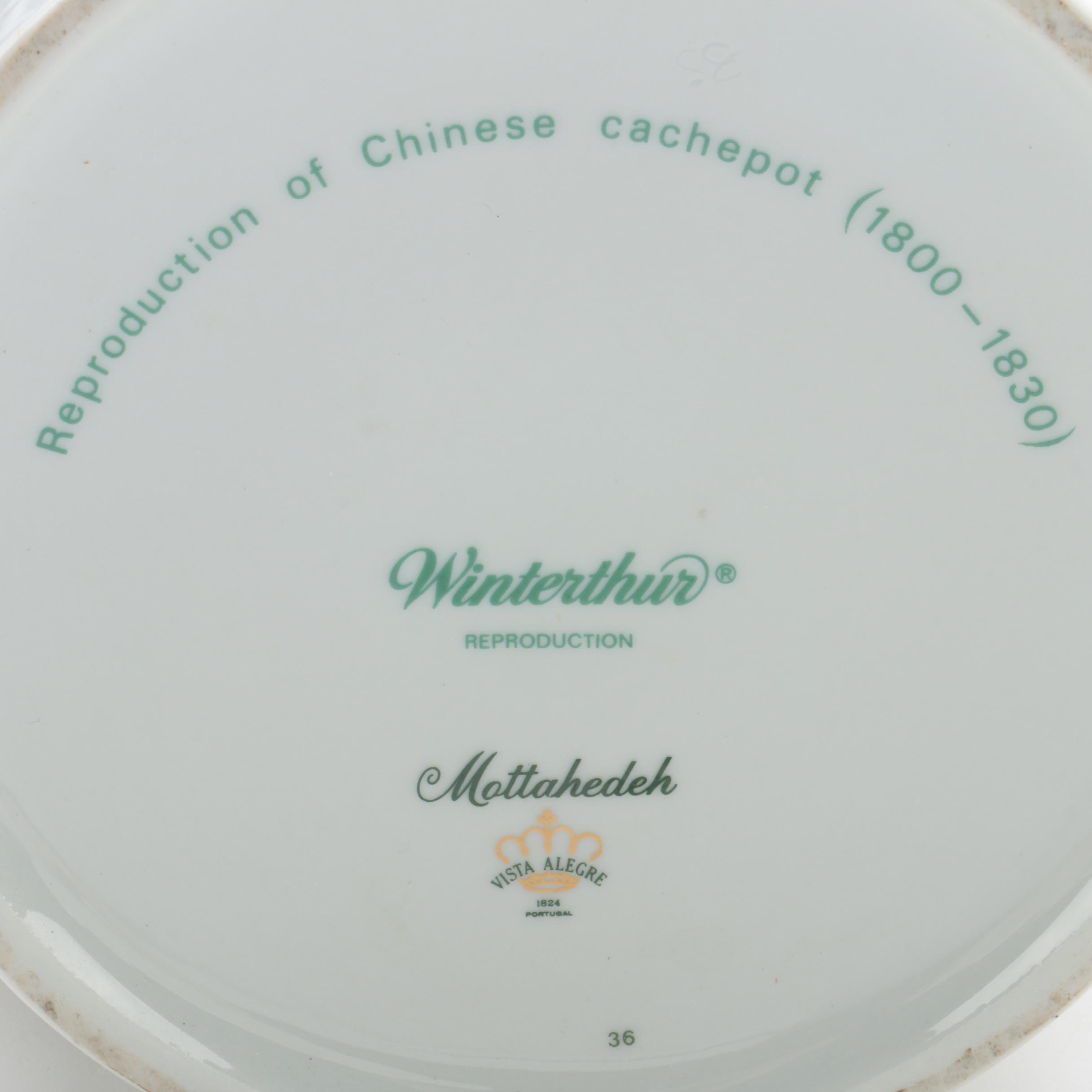 Porcelain Cachepots Featuring Tiffany "Black Shoulder" Urn