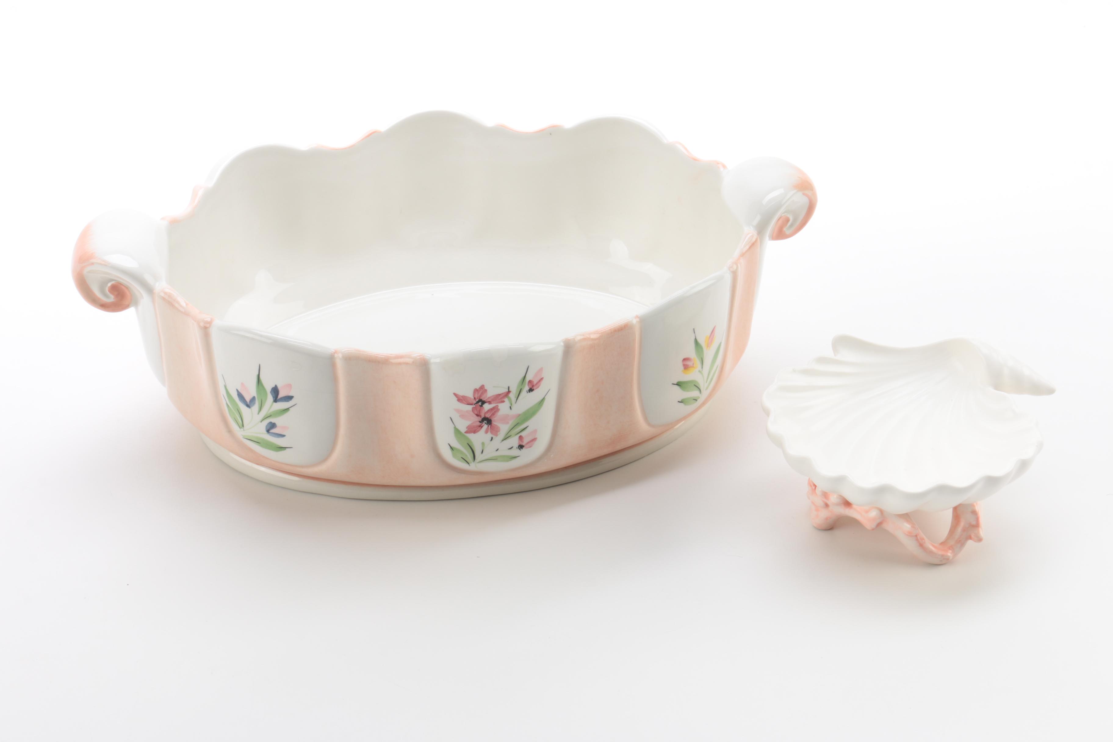 Porcelain Cachepots Featuring Tiffany "Black Shoulder" Urn