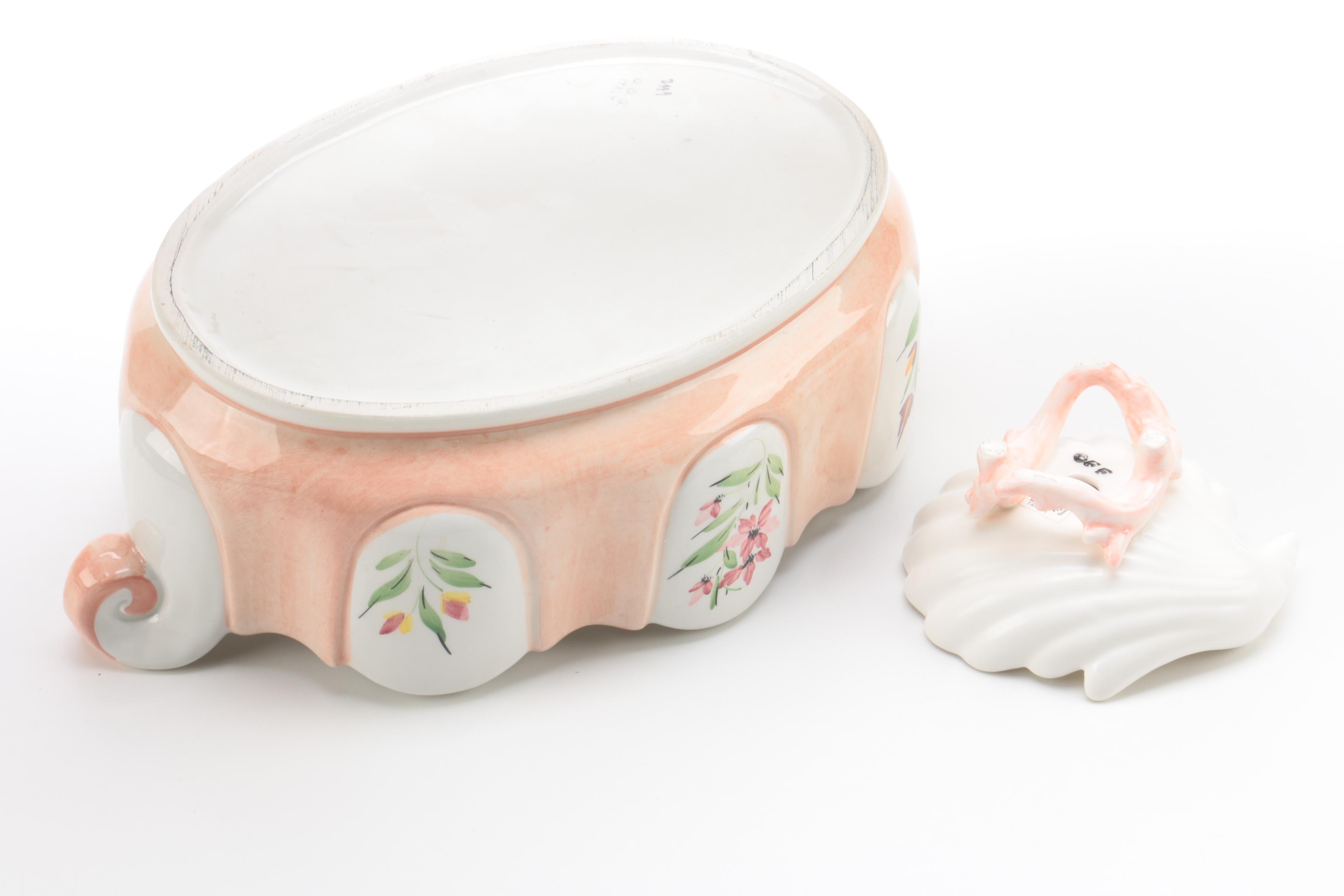 Porcelain Cachepots Featuring Tiffany "Black Shoulder" Urn