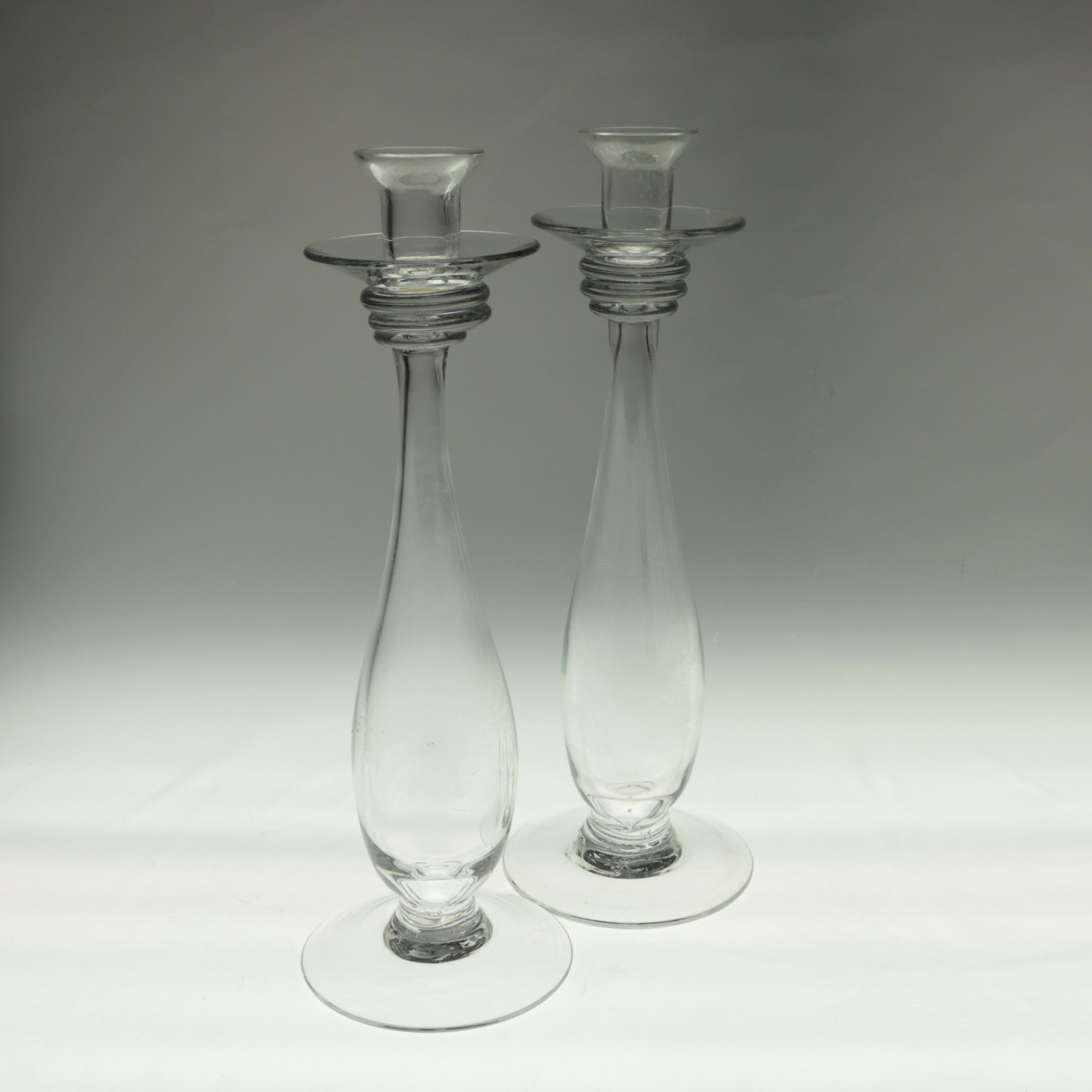 Pair of Blown Glass Candlesticks