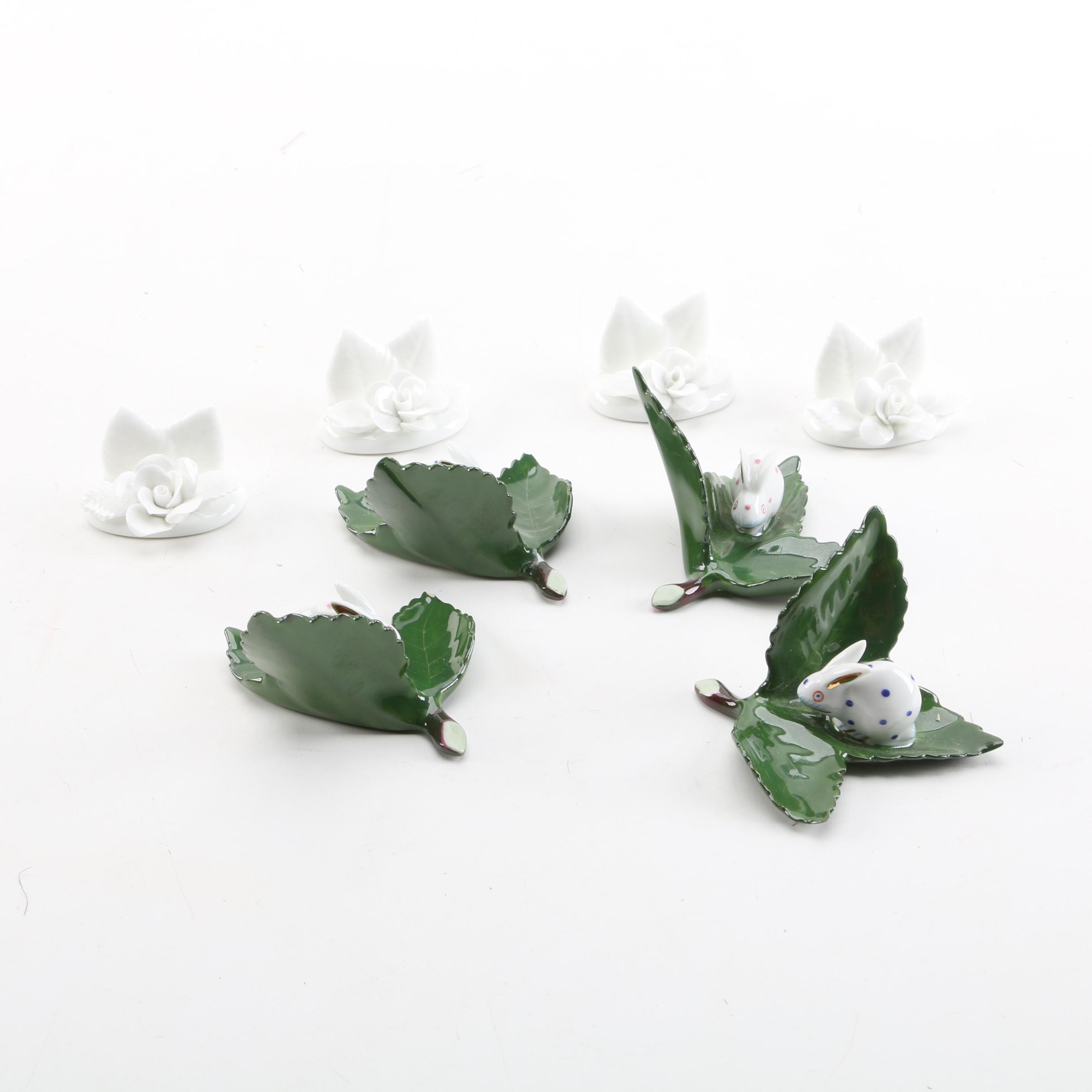 Herend and Coalport Porcelain Place Card Holders