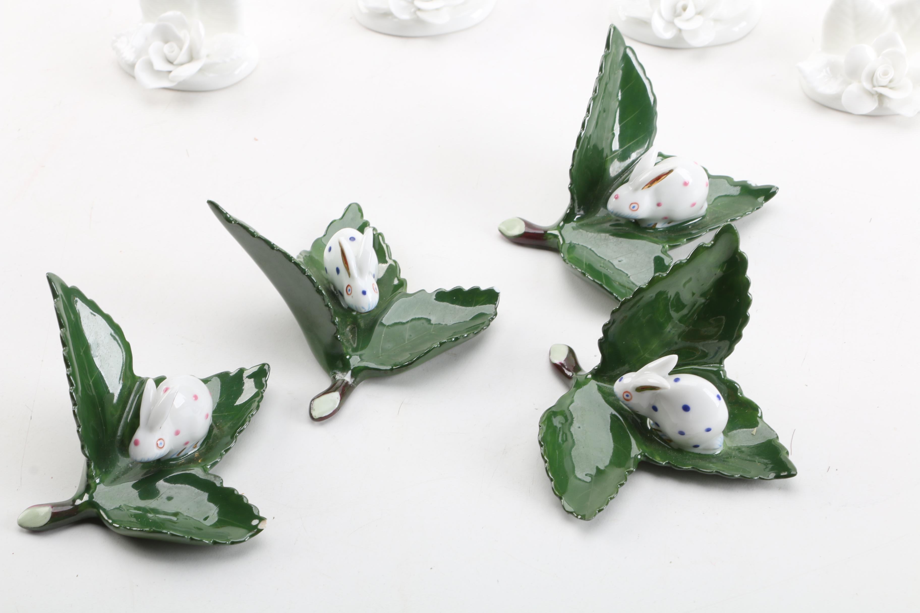 Herend and Coalport Porcelain Place Card Holders