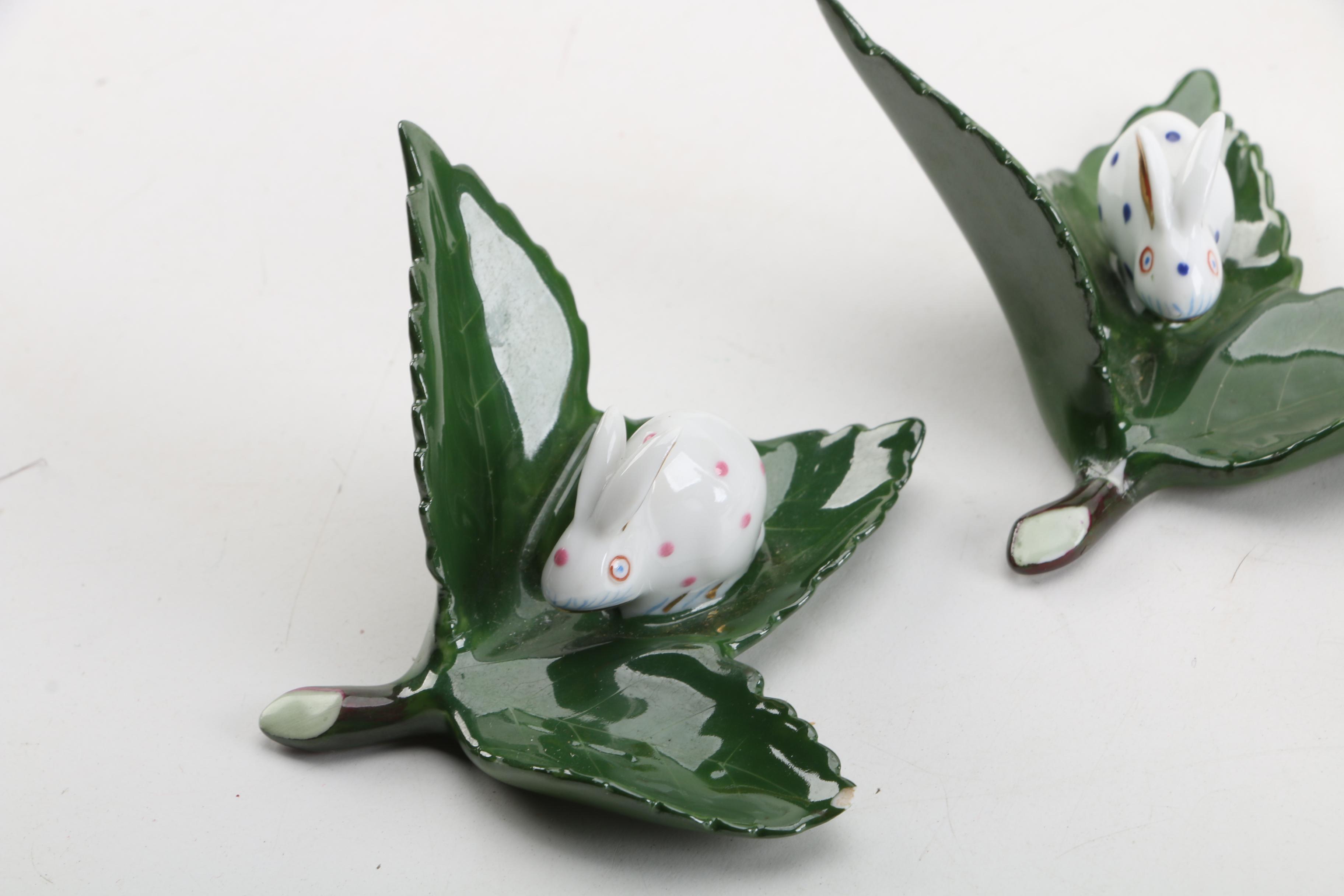 Herend and Coalport Porcelain Place Card Holders