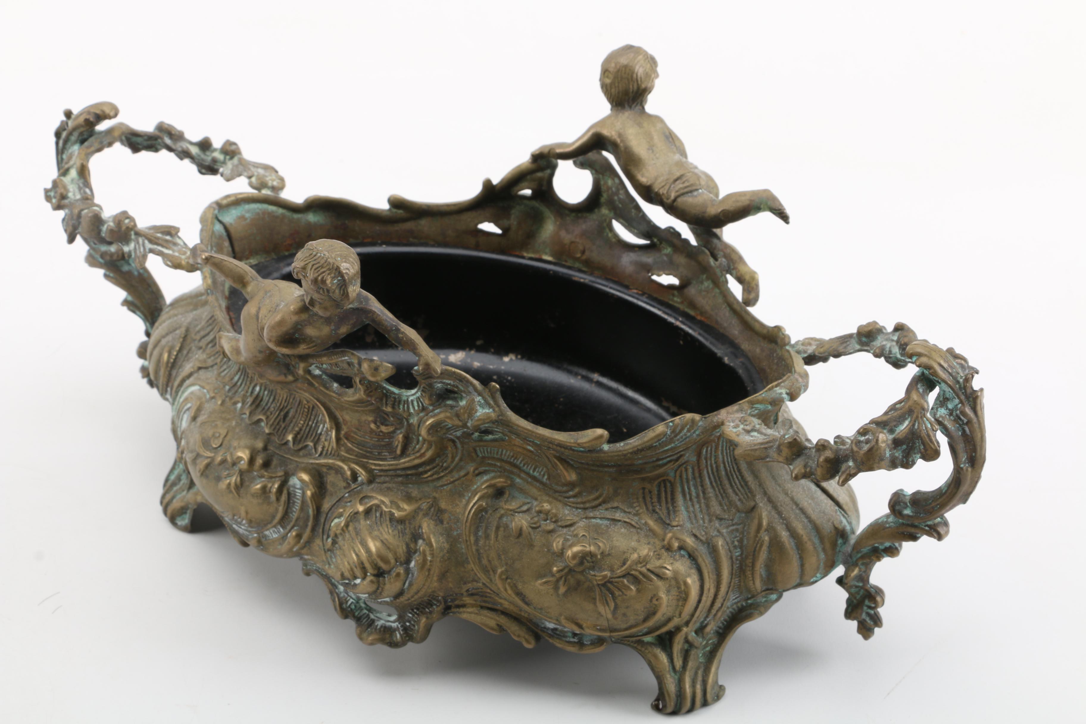 Antique French Rococo Style Jardiniére with a Hand-Painted Porcelain Portrait