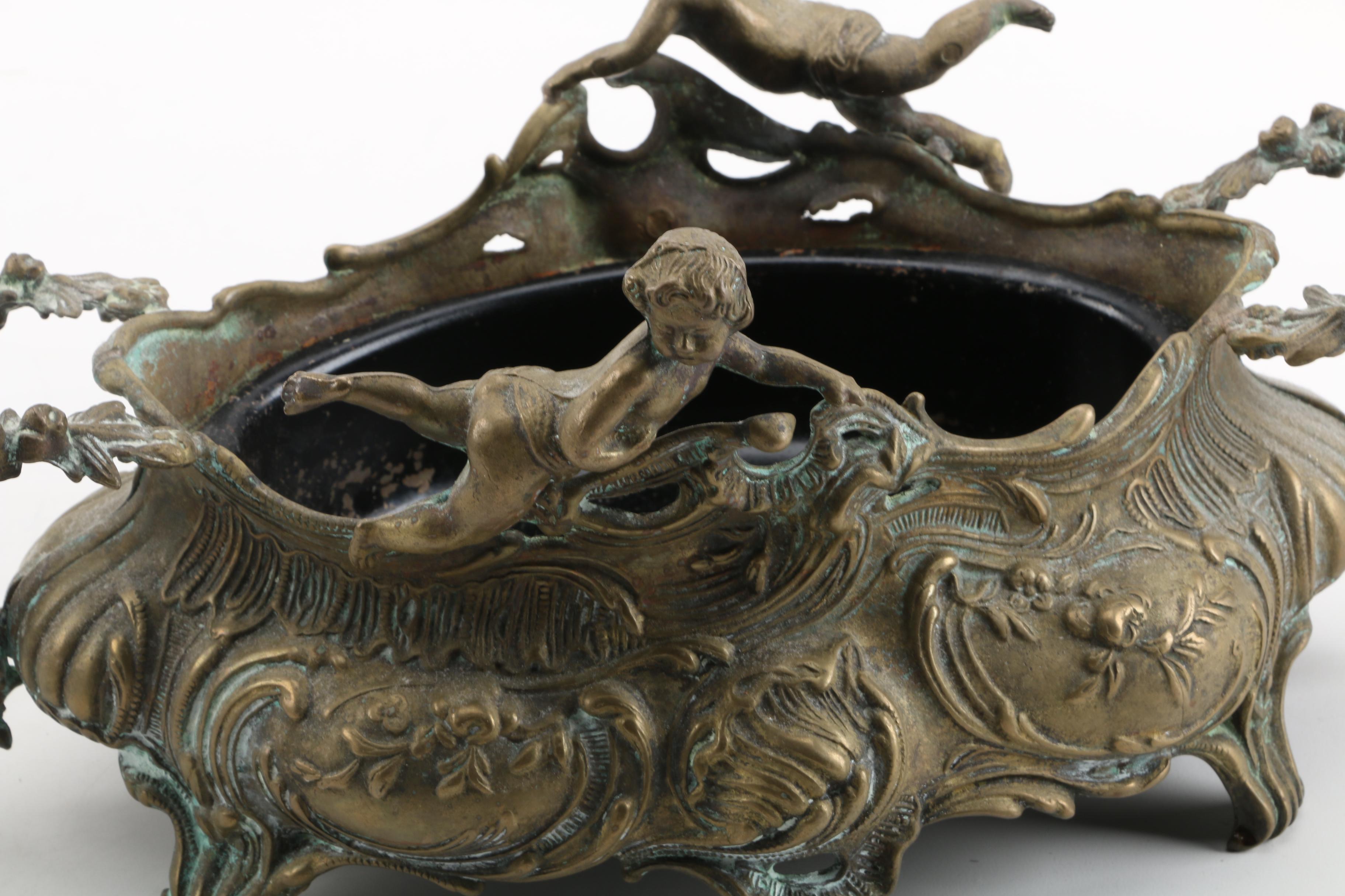 Antique French Rococo Style Jardiniére with a Hand-Painted Porcelain Portrait