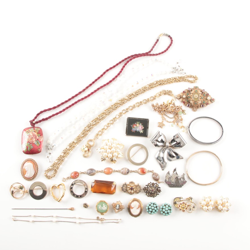 Assortment of Costume Jewelry Including a Skaggen and Kirks Folly