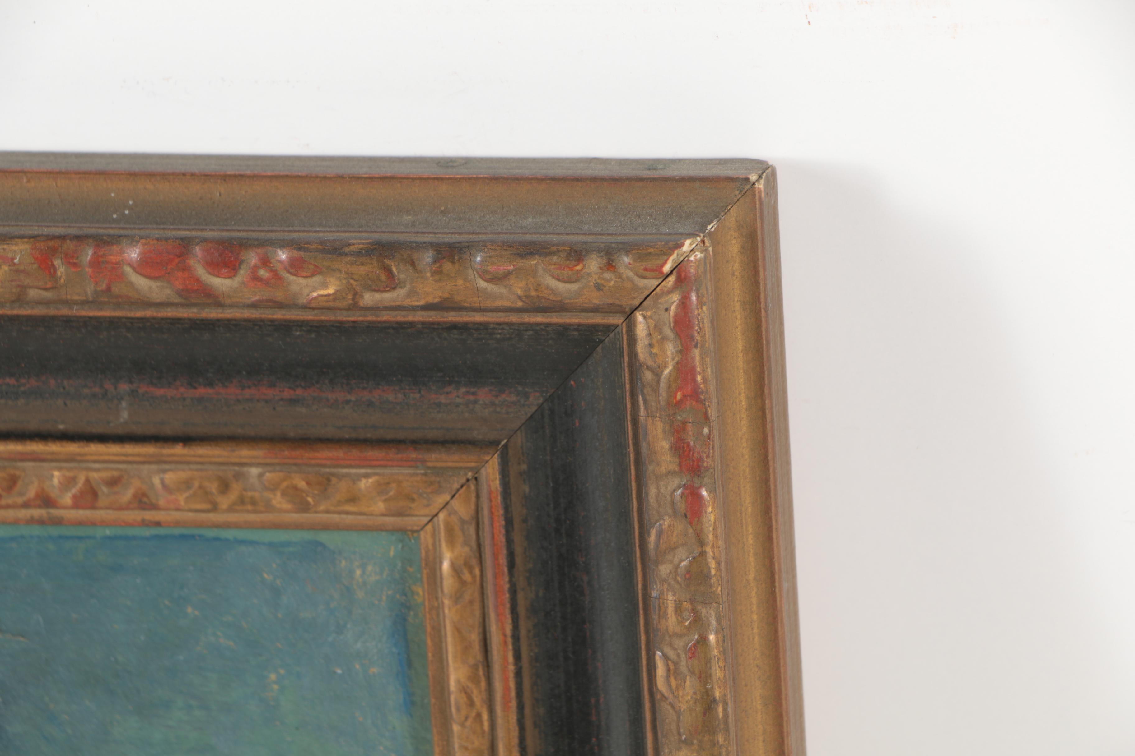 Arthur Vidal Diehl Oil Painting of a Rainy Street Scene