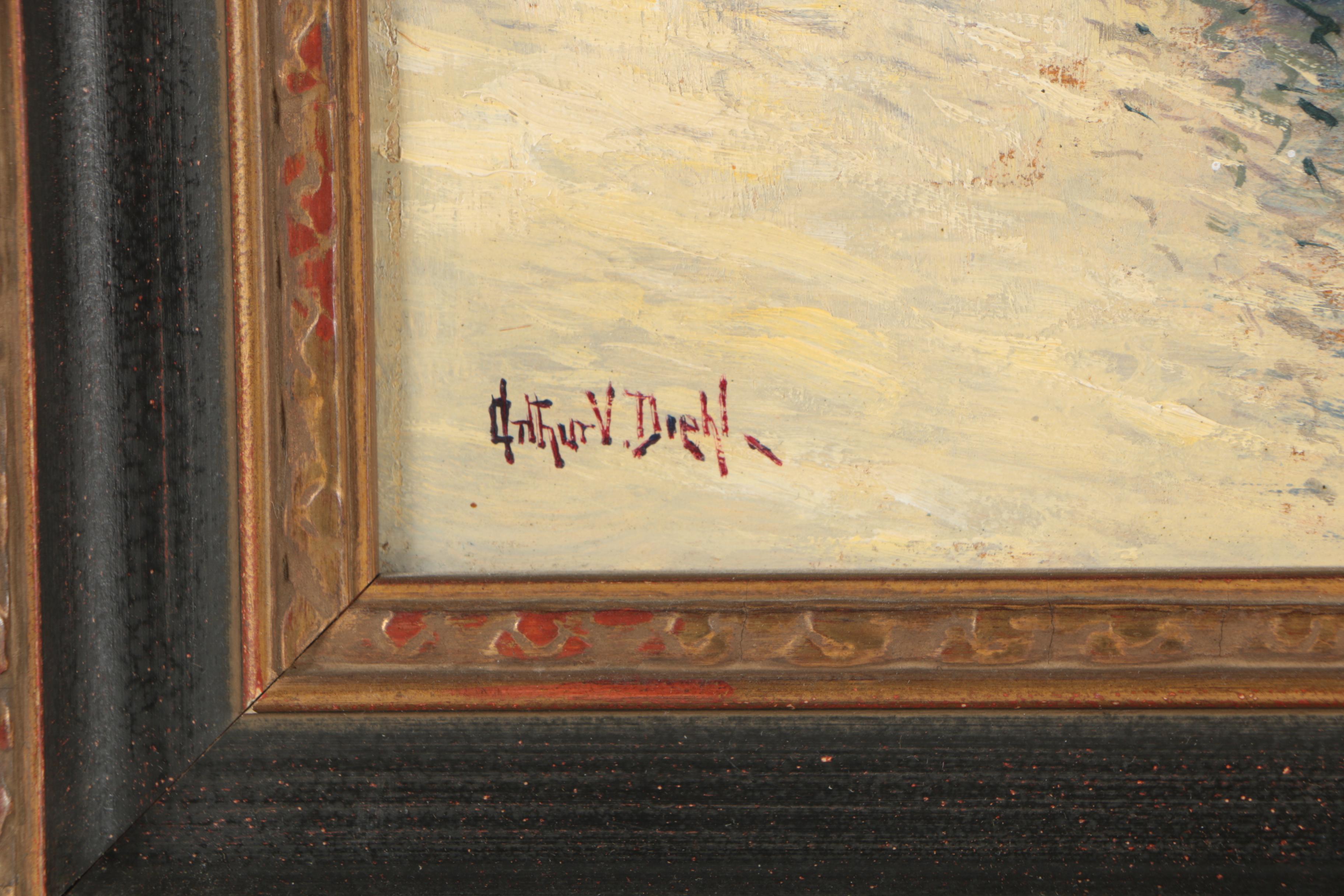 Arthur Vidal Diehl Oil Painting of a River Scene