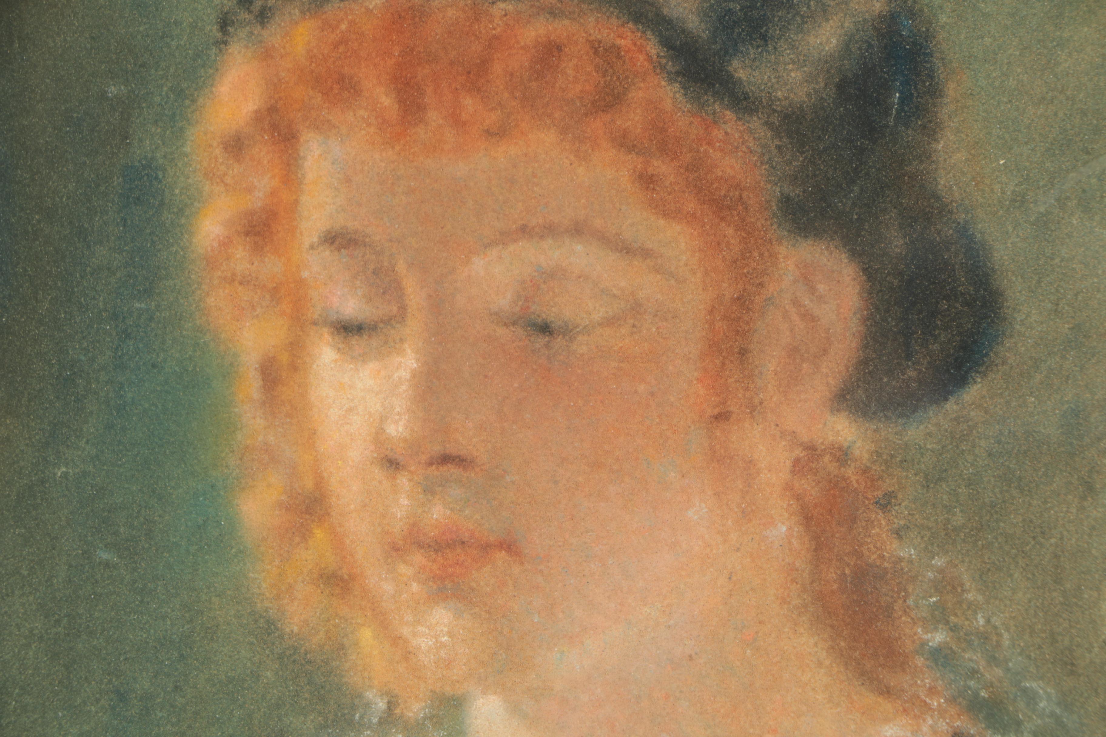 Pastel Portrait of a Red-Headed Figure