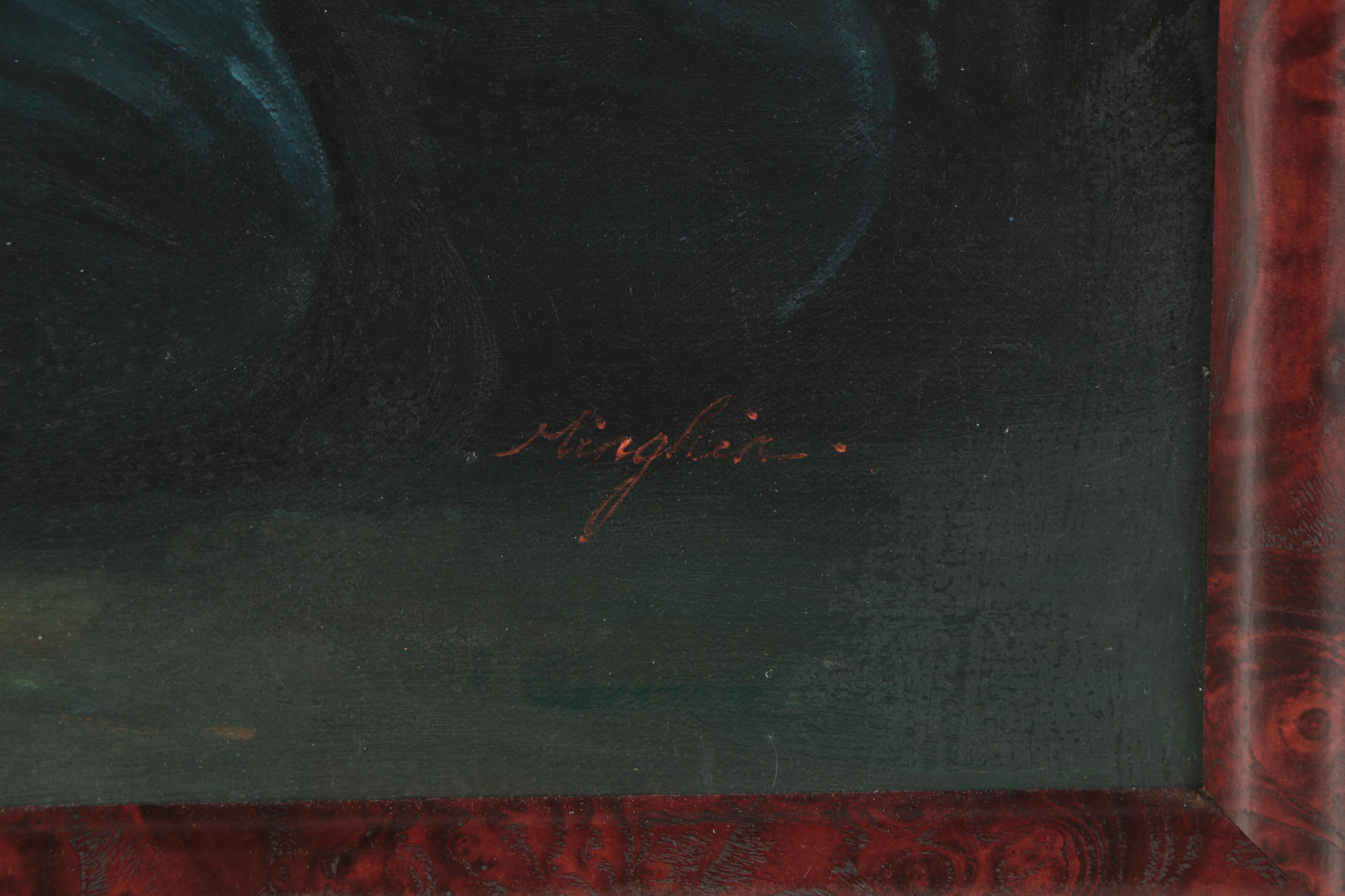 Minghin Oil Painting of a Woman Sewing