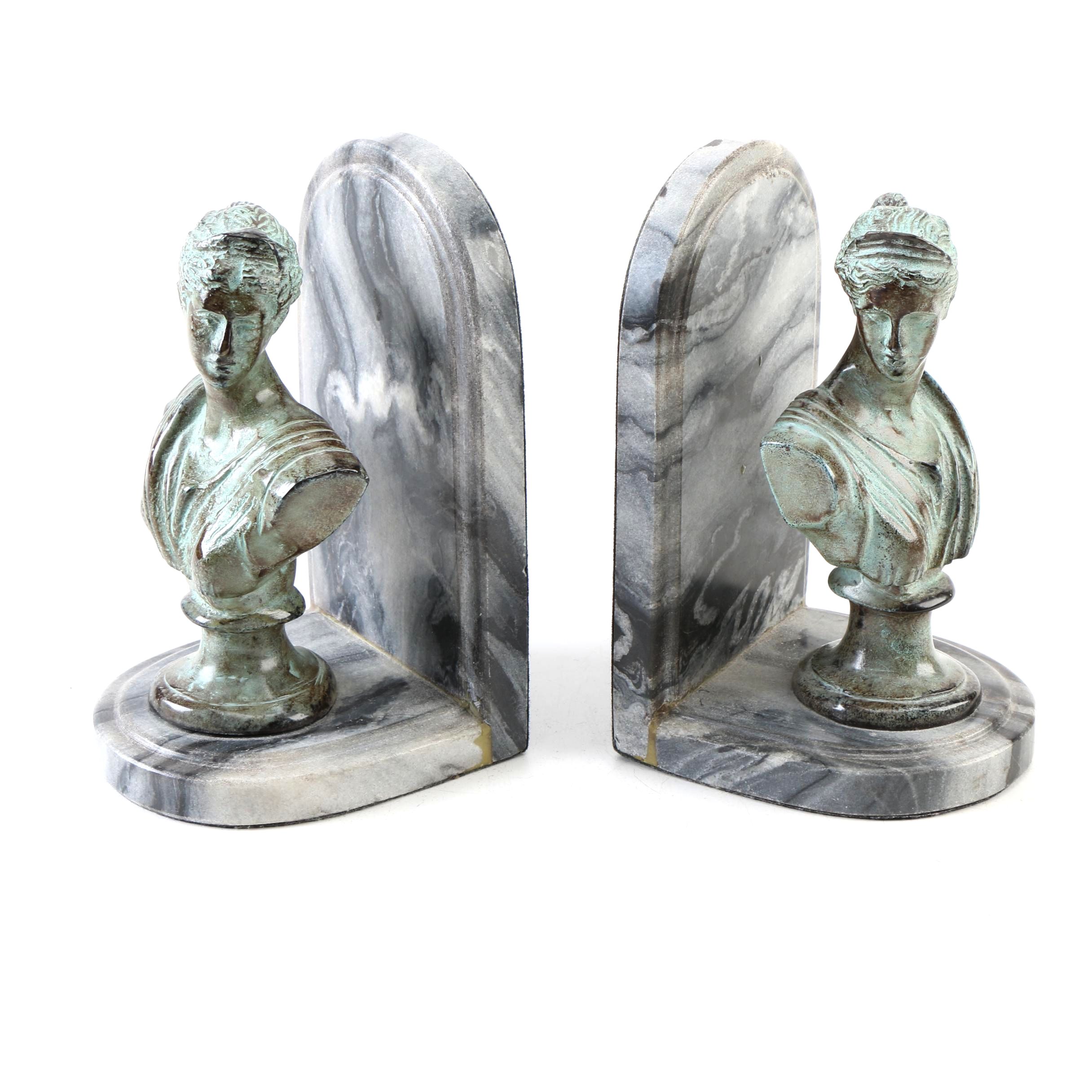 Marble Bust Bookends