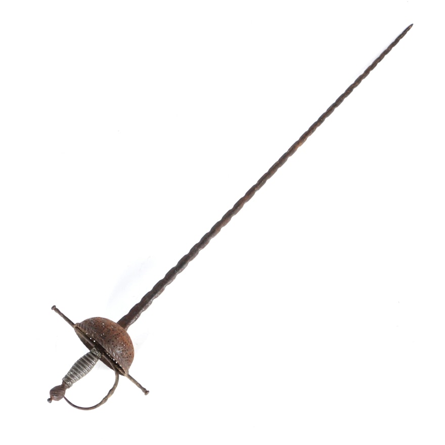 18th Century Flamberge Cup-Hilted Rapier