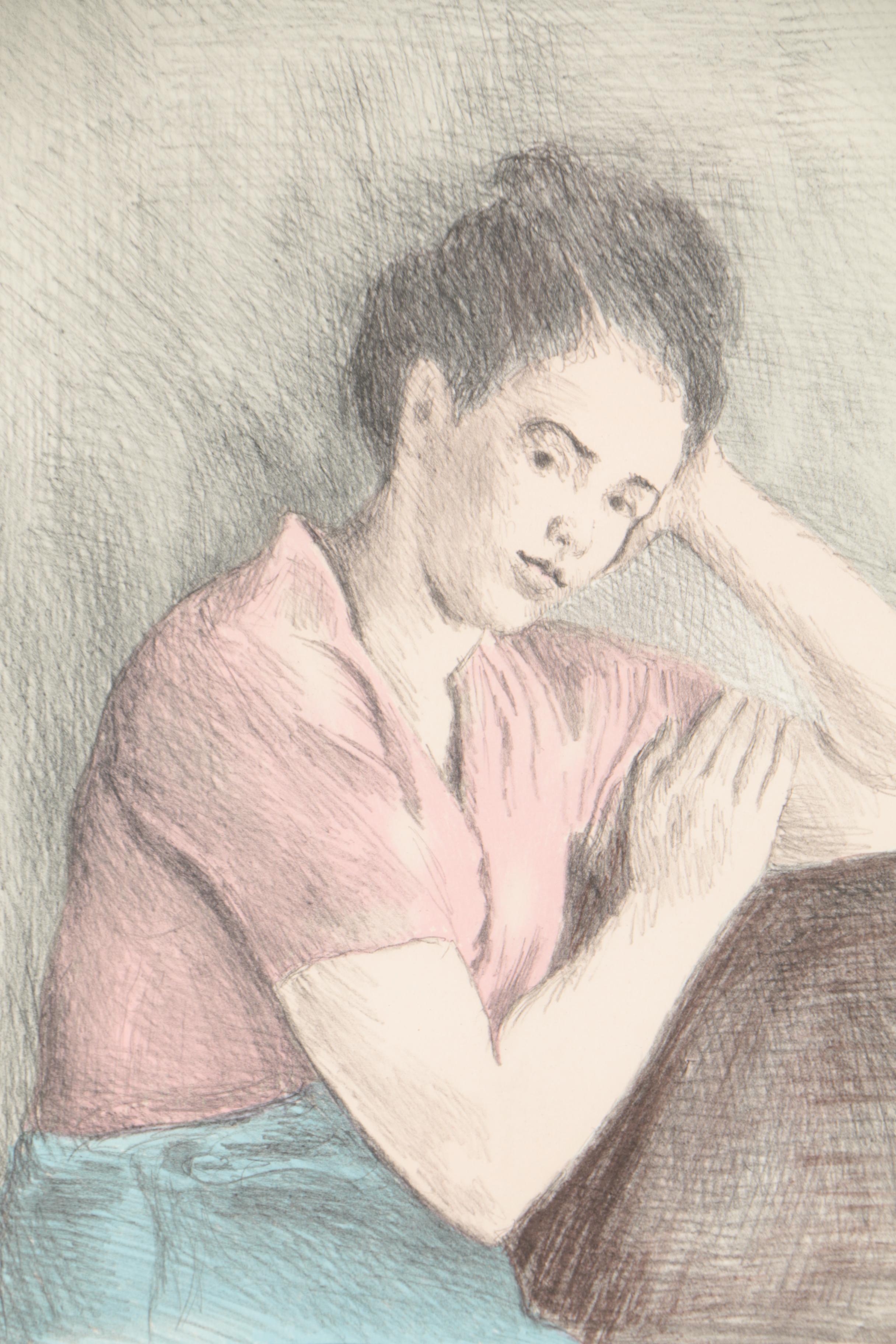 Raphael Soyer Lithograph "Meditation"