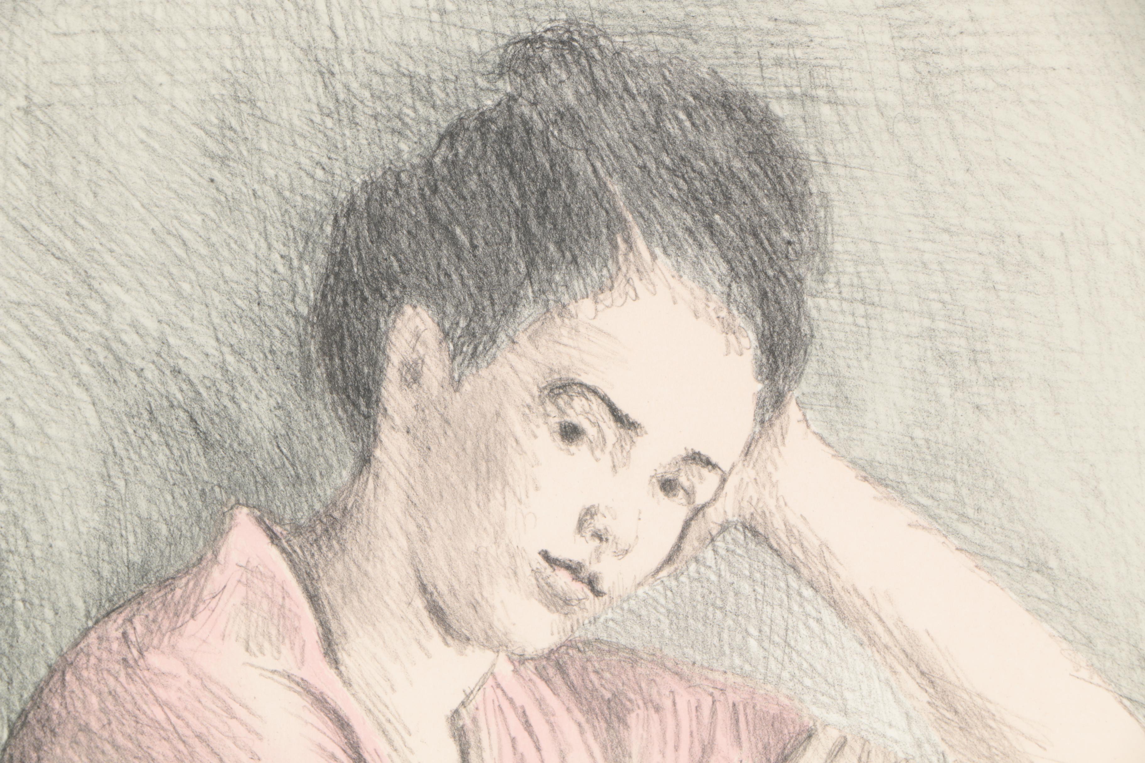 Raphael Soyer Lithograph "Meditation"